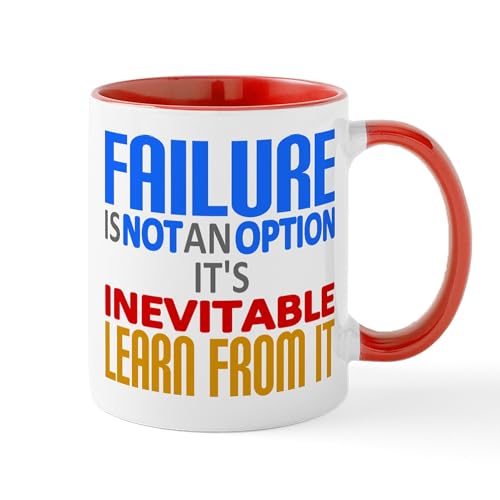 White/Red Inside - Failure Not Option Learn Mugs