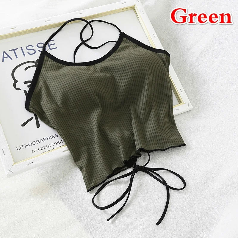 2023 Summer Slim Fit Open Back Sexy Crop Top for Women - Comfortable Strap Design & Solid Color Camisole - Perfect for Beach, Party & Casual Outfits