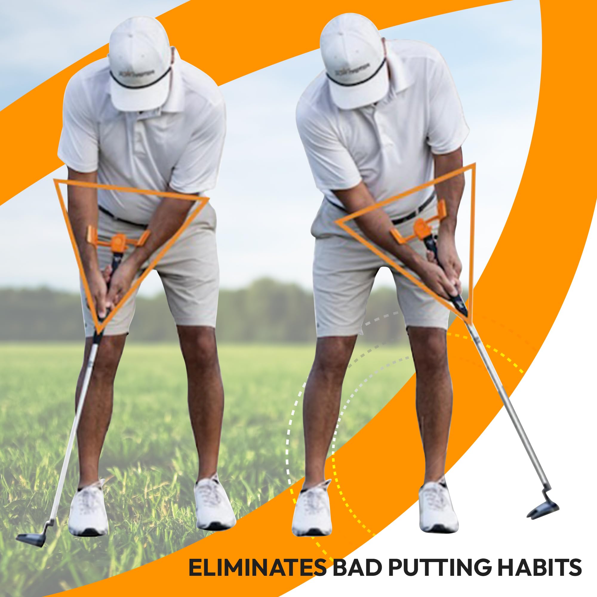 The Putt Master Golf Putting Aid Trainer – Patented Short Game Swing Training for Precision & Accuracy | Made in USA by Orange Whip Golf | Improve Putting Skills for Indoor & Outdoor Practice