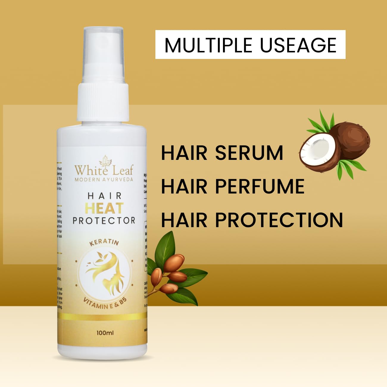White Leaf Advanced Heat Protectant Spray for Hair Straighteners & Styling - 100ml | Sulfate-Free, Paraben-Free, SLS-Free | Prevents Heat Damage for Smooth, Shiny Hair | Perfect for Daily Styling & Salon Use