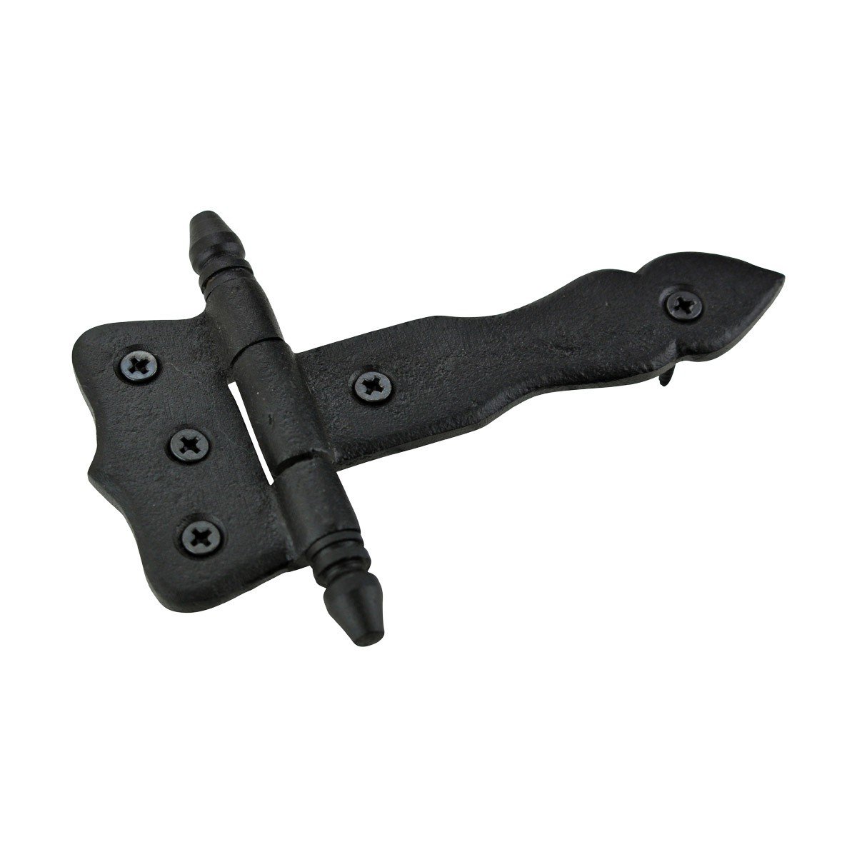 Antique Black Wrought Iron Shed Door Hinges (5 Inch) - Pack of 10 with Hardware - Decorative Flush Mount Cast Iron Barn Hinges - Perfect for Sheds, Barns, Garage Doors & Rustic Home Decor