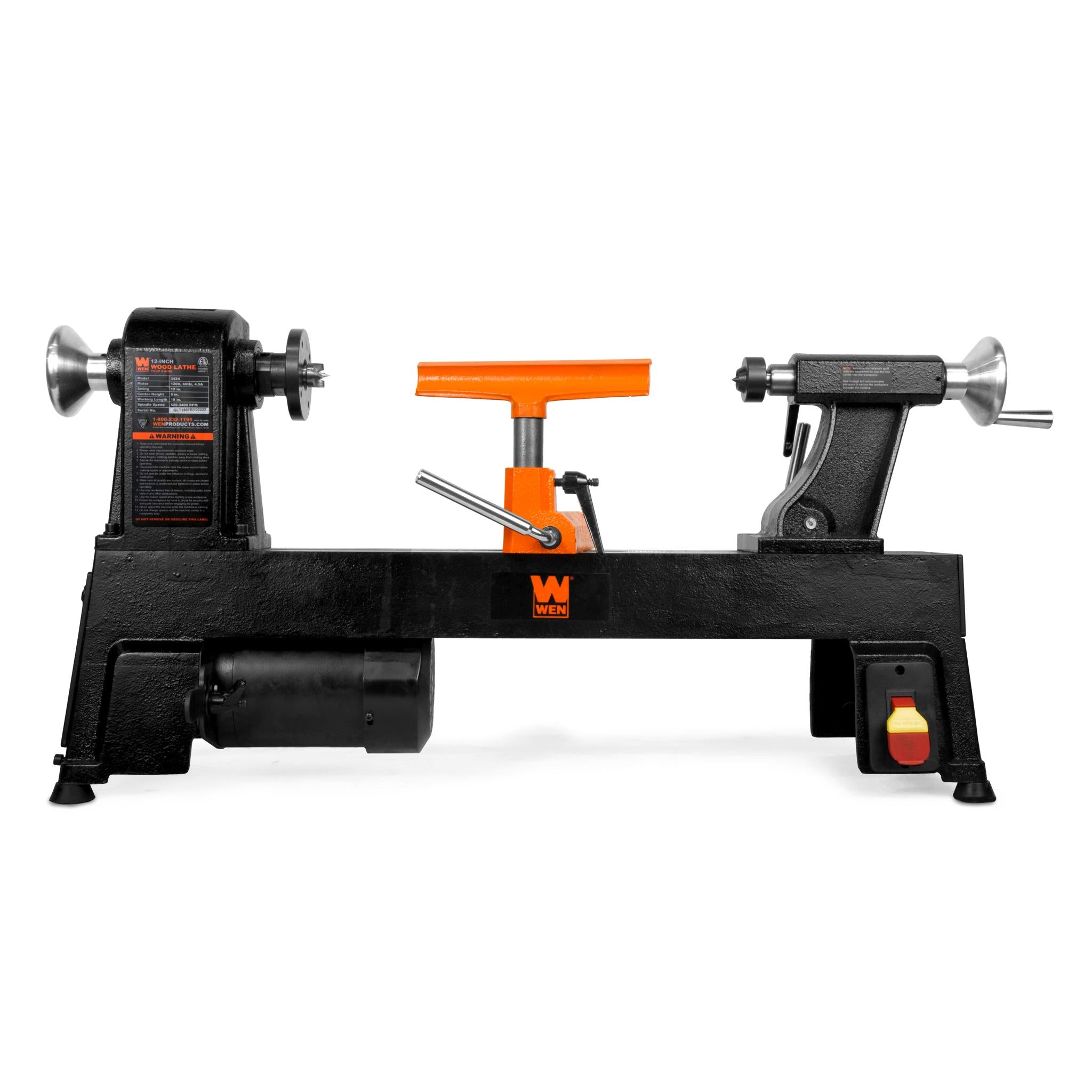 WEN LA3424 4.5 Amp 12x18 Inch 5-Speed Benchtop Wood Lathe for Woodturning, DIY Projects & Home Workshop