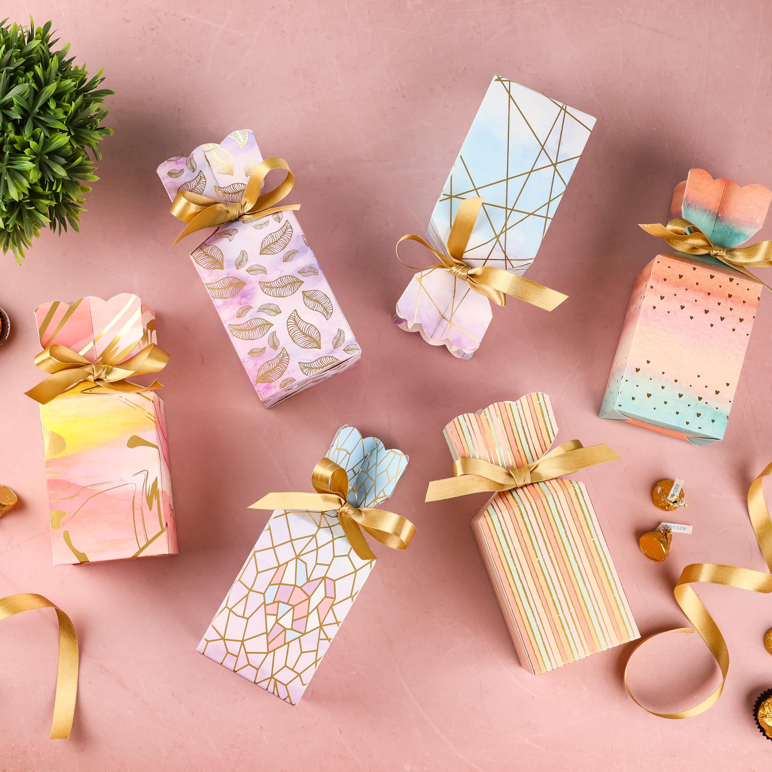 Birch & Co. Premium Gift Box Set - 12 Pack Elegant Paper Favor Boxes with Gold Strips for Baby Showers, Weddings & Special Events - Perfect for Party Favors, Bridal Gifts & Personalized Present Wrapping