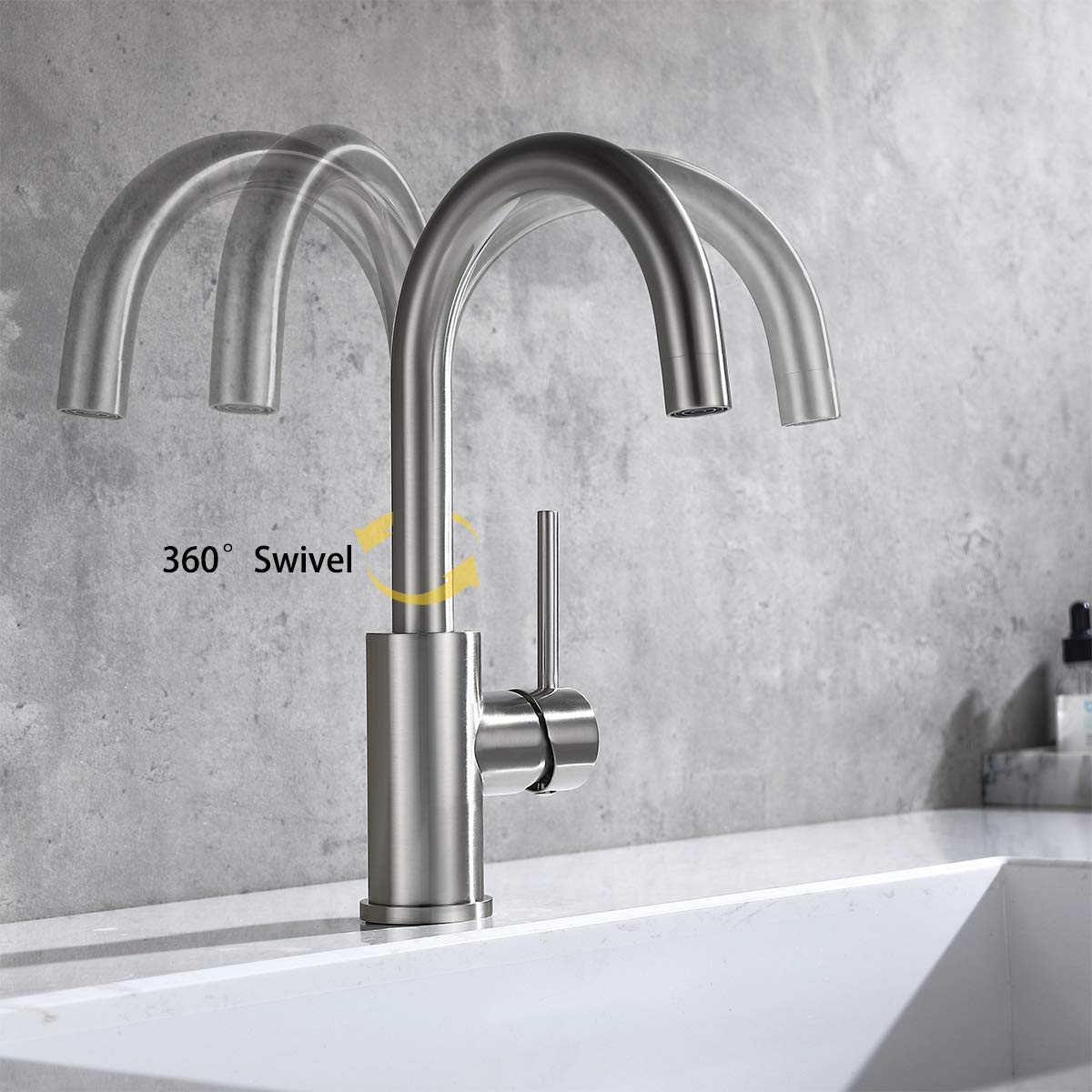 Brushed Nickel Bar Faucet - Single Hole, Stainless Steel for Kitchen Sink | Modern Design for Home Bars