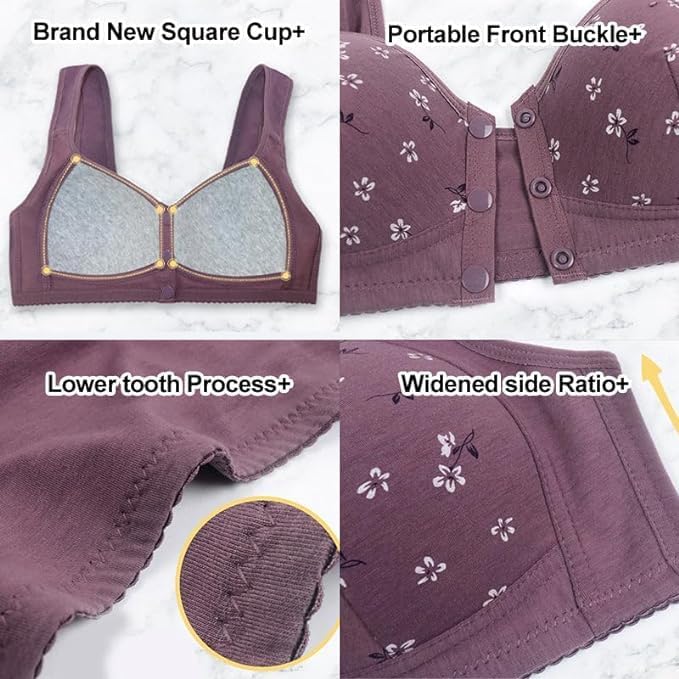 Wireless Front Closure Bras for Women - Comfortable No Underwire Snap Closing Bra - Perfect for Seniors, Everyday Wear & Post-Surgery Recovery