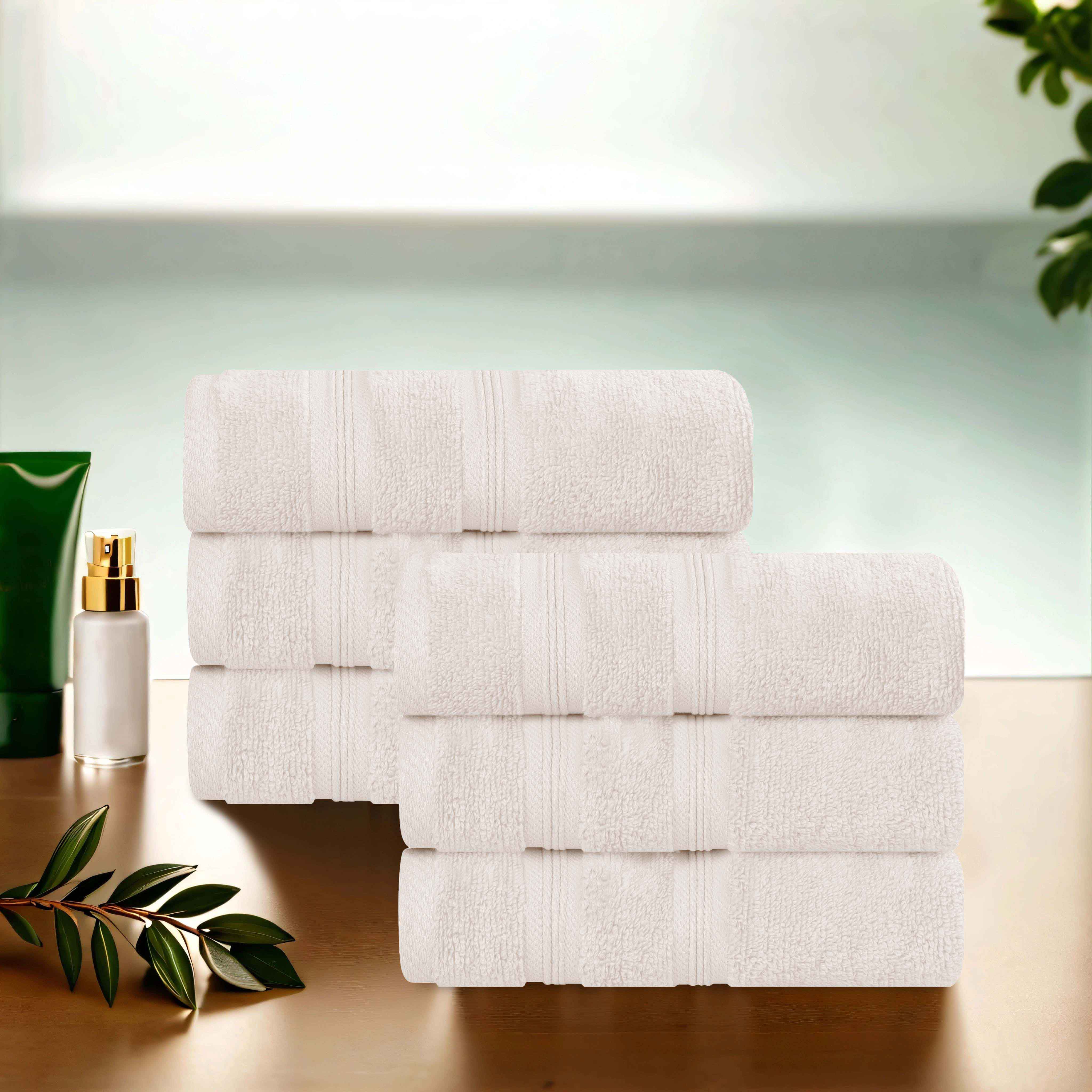 Premium 6-Pack Medium Weight Cotton Hand Towels - Soft, Absorbent & Zero Twist for Bathroom, Kitchen & Gym - Smart Dry Technology for Quick Drying