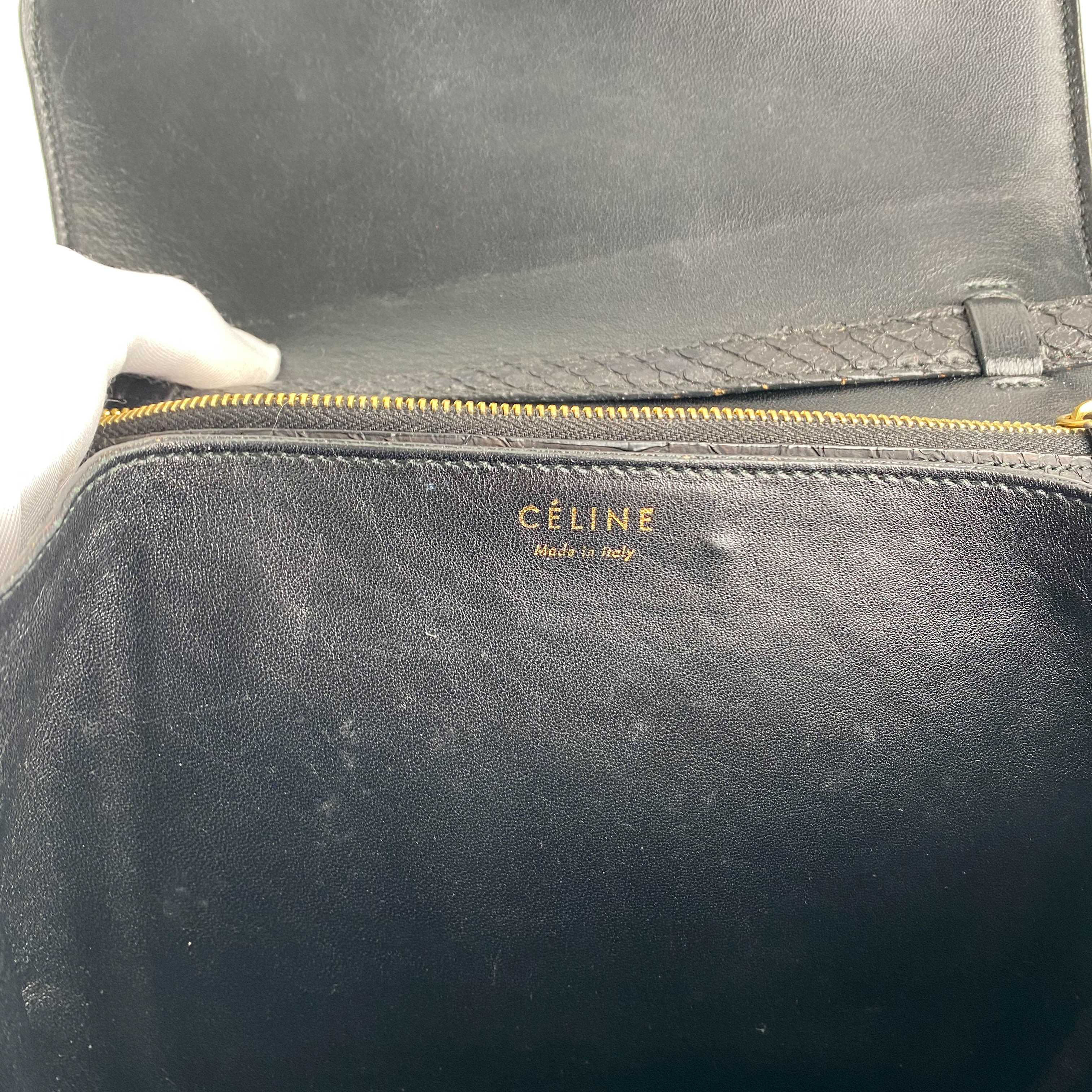 Celine Box Python Leather Handbag in Black - Luxury Designer Crossbody Bag for Women, Perfect for Evening Events & Daily Use