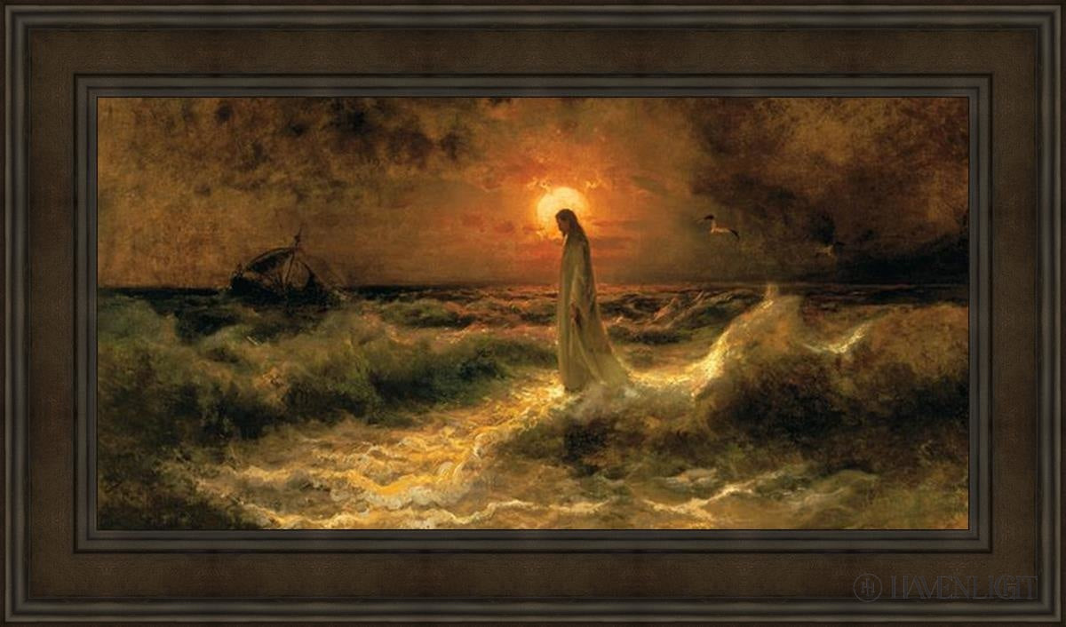 Christ Walking On The Water - Religious Wall Art Decor for Home, Church & Office - Inspirational Christian Painting for Faith-Based Interiors