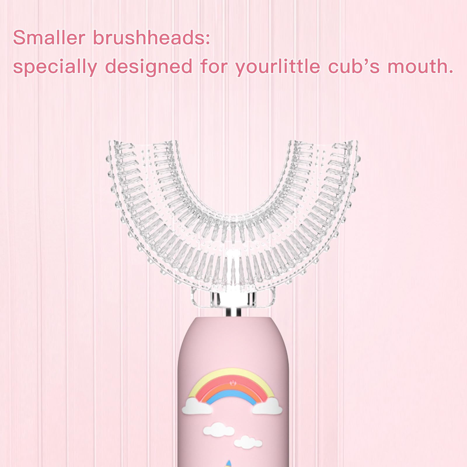 Rechargeable U-Shaped Kids Electric Toothbrush - Unicorn Toothbrush for Girls Ages 2-6 with 2-Minute Timer, 6 Cleaning Modes & 4 Brush Heads | Perfect for Toddler Dental Care & Fun Bath Time Routine