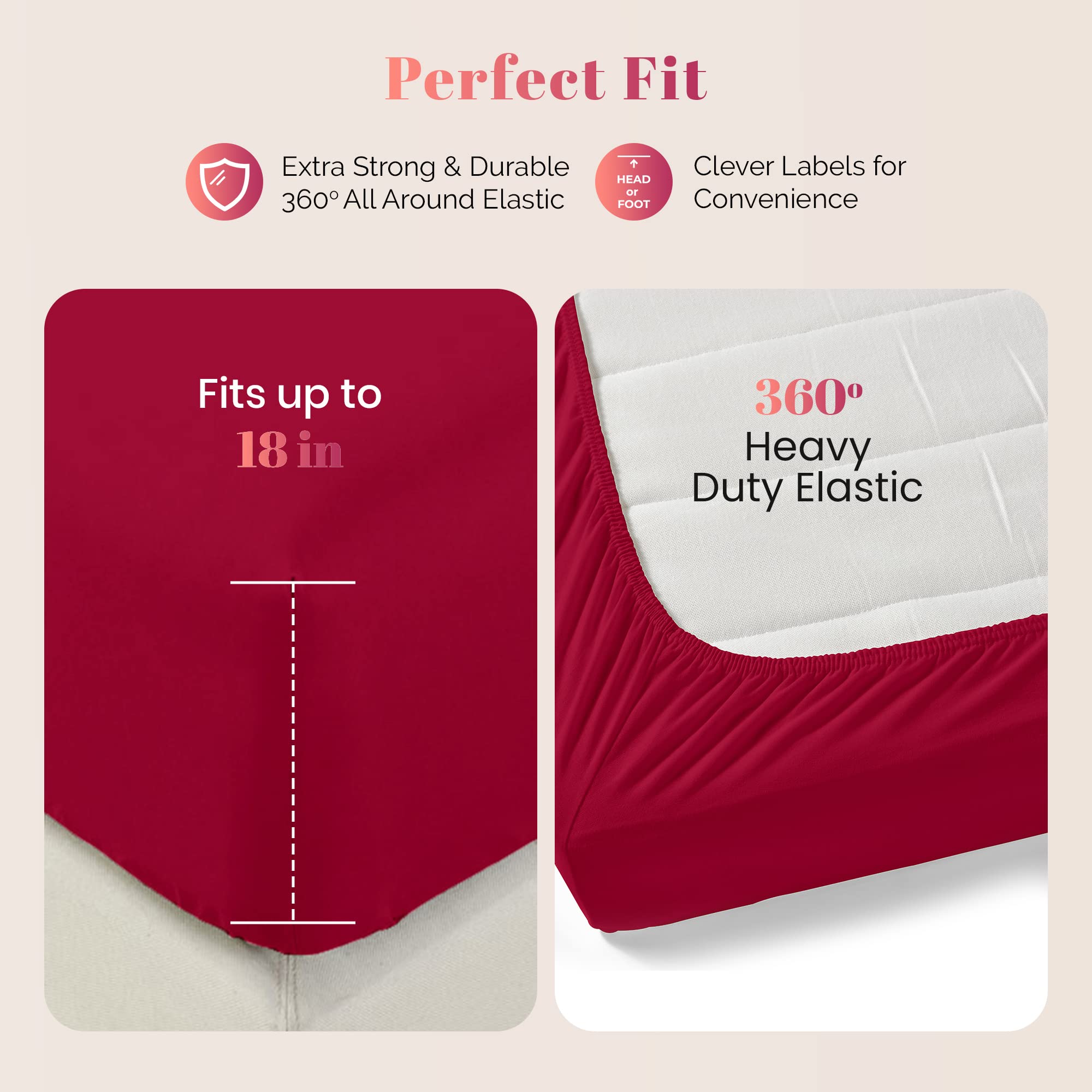 Premium 100% Egyptian Cotton California King Sheets - 1000 Thread Count 4-Piece Set | Ultra Soft & Cooling Sateen Weave | Luxury Bedding for Hot Sleepers | Perfect for Master Bedrooms & Guest Rooms (Red)