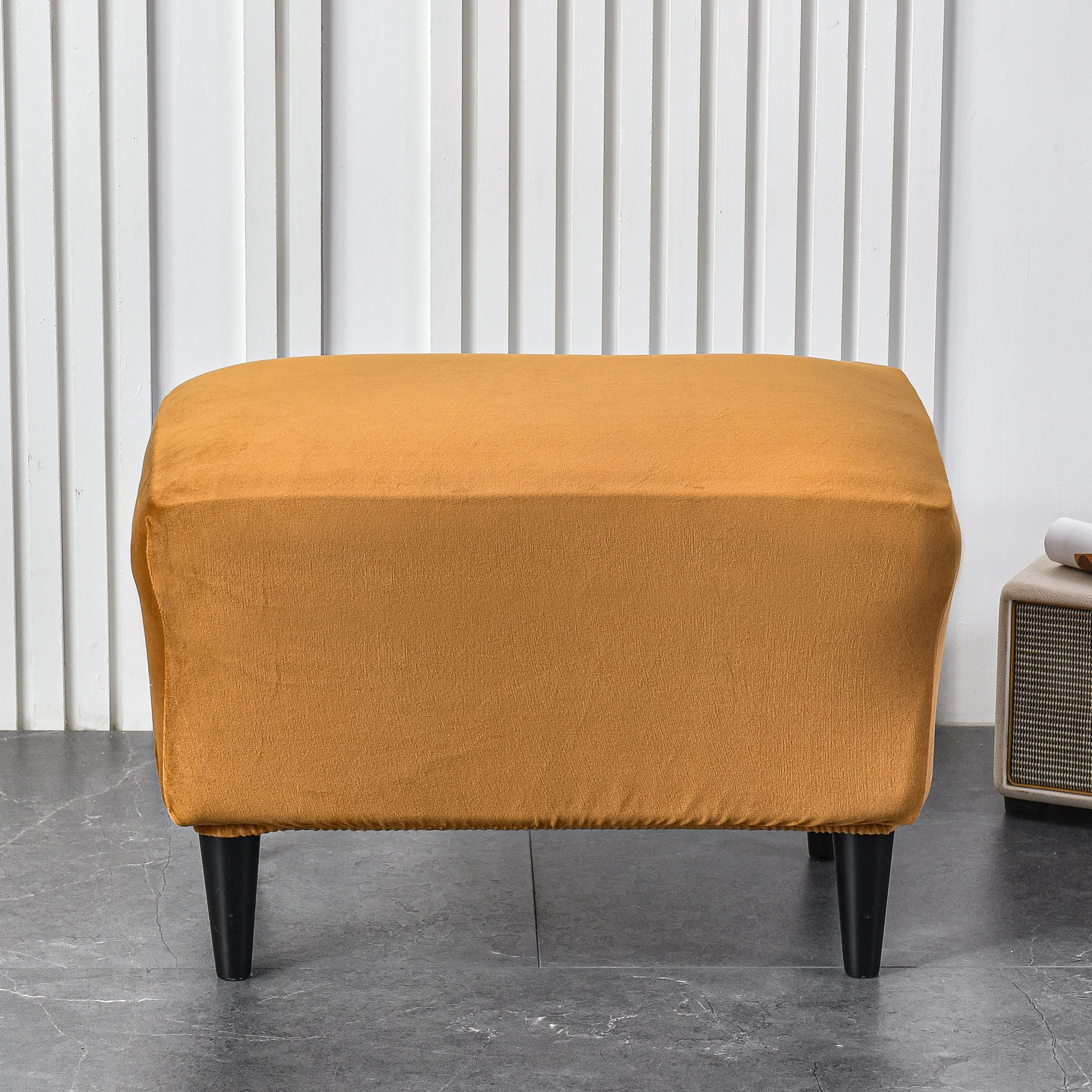 CRFATOP X-Large Velvet Ottoman Chair Cover - Stretchable Rectangle Storage Stool Slipcover with Elastic Bottom for Footrest, Footstool & Sofa | Home Decor, Living Room, Bedroom (10 Sizes)