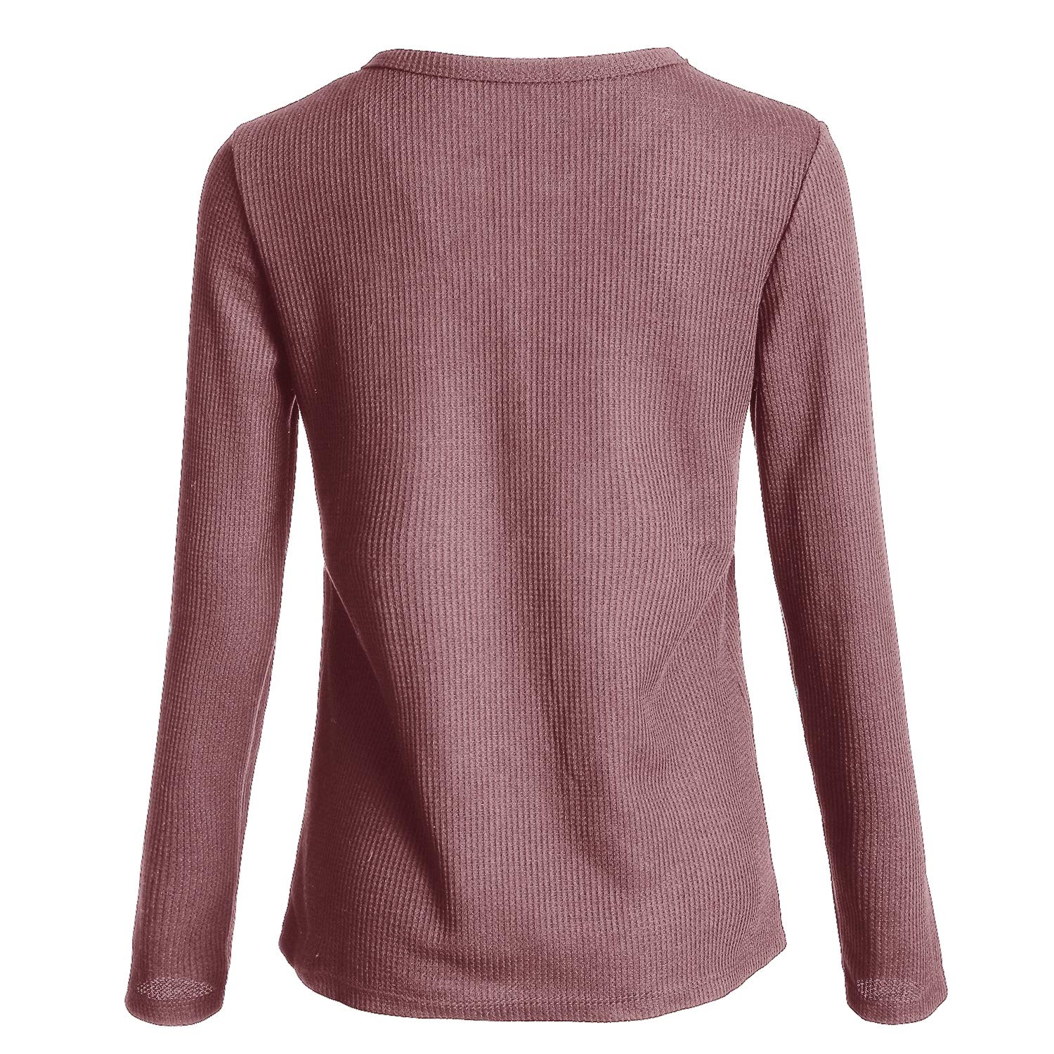 Famulily Women's Long Sleeve V-Neck T-Shirt - Soft Waffle Knit Thermal Top for Women, Loose Fit Comfortable Casual Shirt - Perfect for Fall, Winter, Layering & Everyday Wear