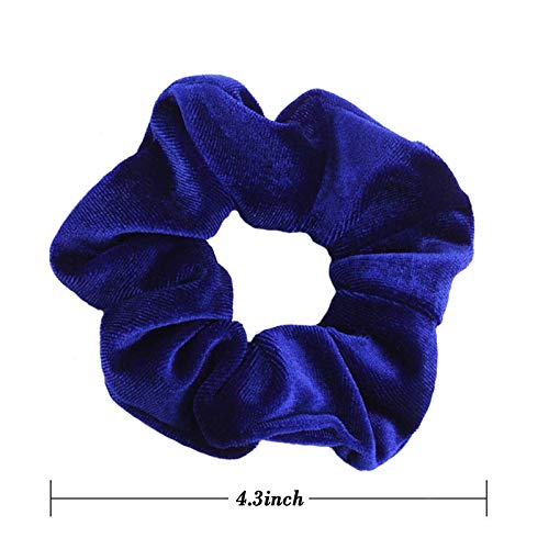 12 Pack Velvet Hair Scrunchies - Soft Elastic Hair Ties for Women & Girls (Blue) | Gentle No-Slip Hair Bands for Workout, Yoga, Sleep & Everyday Use