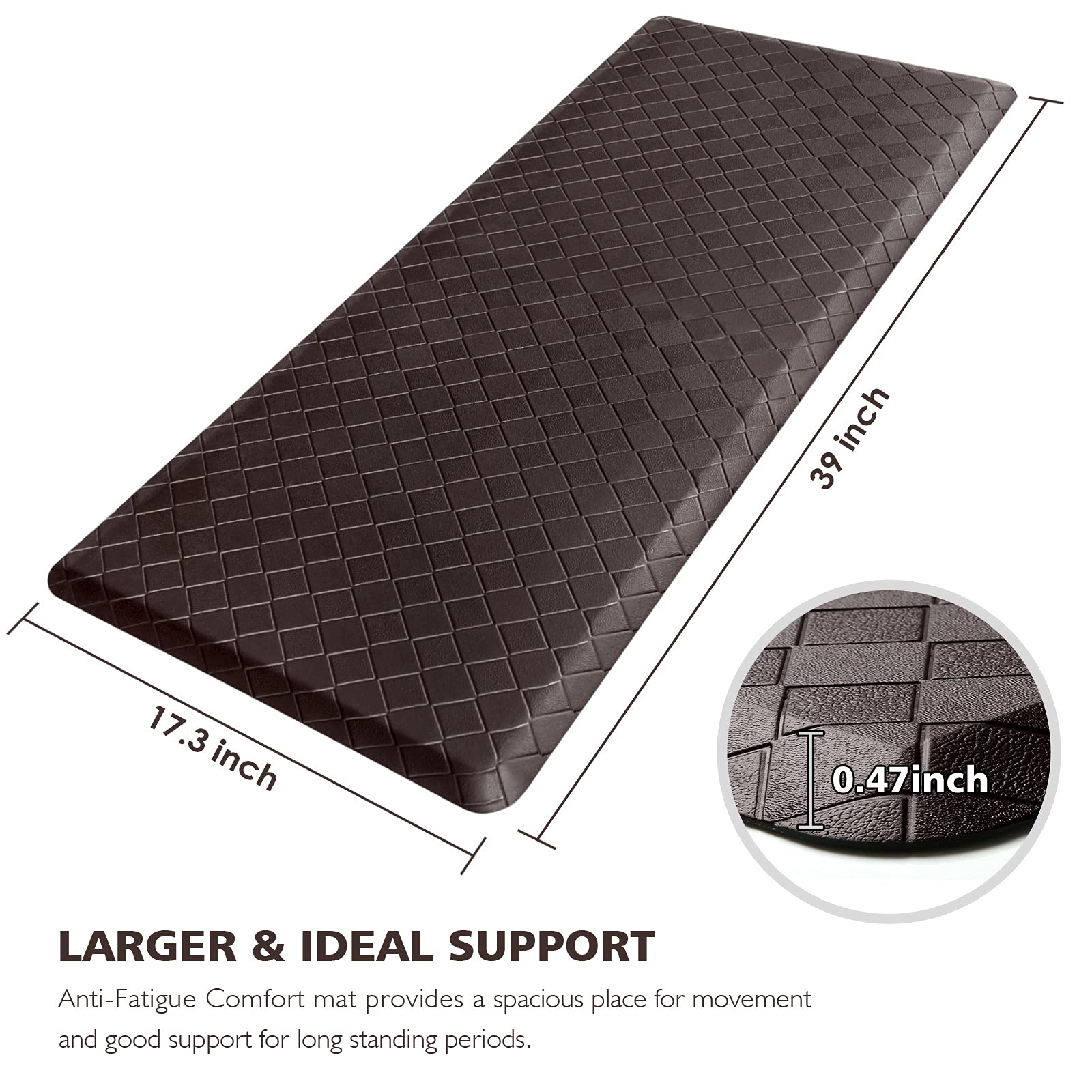 HappyTrends Kitchen Mat - Cushioned Anti-Fatigue Rug, 17.3