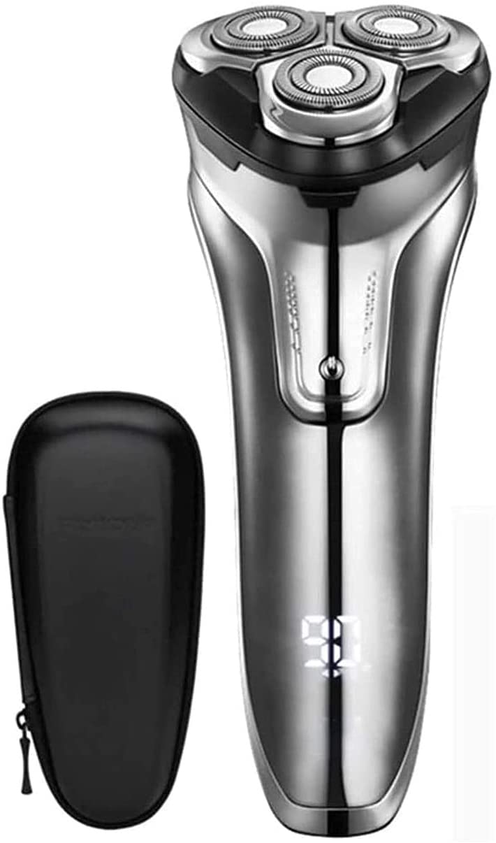 Premium Electric Razor for Men - Rotary Shaver with Wet/Dry Use, Pop-up Trimmer, LED Display & Fast Charging | Waterproof Silver Shaving Kit for Travel, Gym & Daily Grooming