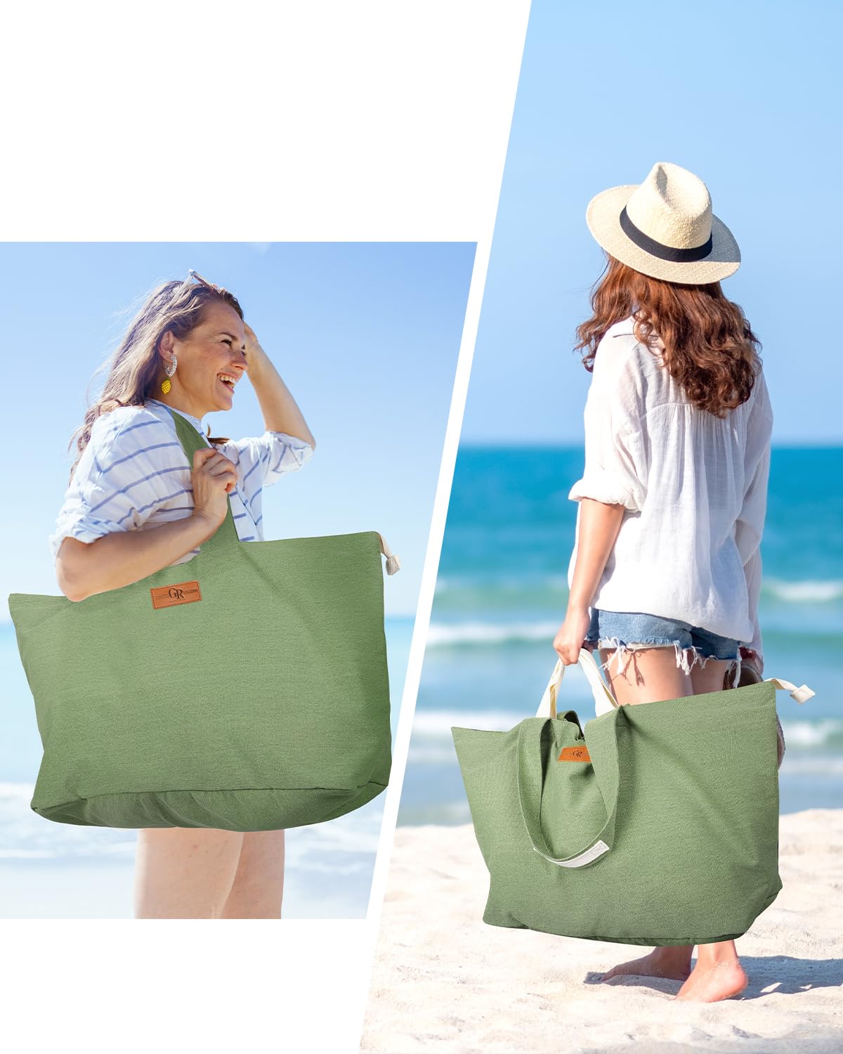**Extra Large Waterproof Beach Bag for Women - Sandproof Oversized Tote with 5 Pockets - Perfect for Beach Trips, Poolside Lounging & Travel Essentials**