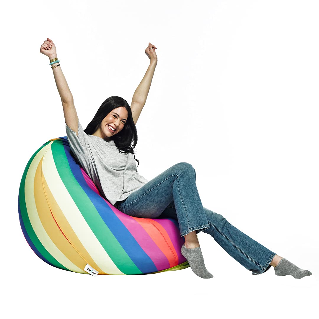 Yogibo Zoola Pod X Pride Edition - Outdoor Bean Bag Chair for Teens & Adults, Single Seat Beanbag with LGBTQ+ Pride Design, Comfortable Deck Furniture for Patio, Poolside & Dorm Room Decor