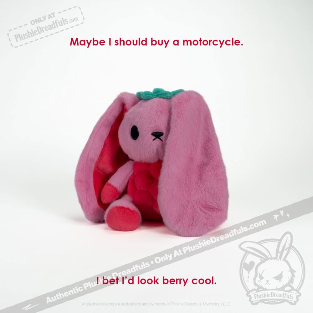 Plushie Dreadfuls Raspberry Bunny Stuffed Animal Toy - Soft Cuddly Bunny Plush for Kids, Gift & Home Decor
