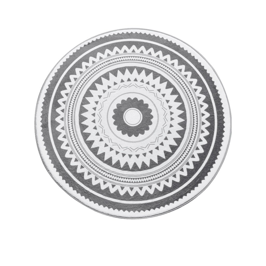 Minimalist Round Coral Velvet Area Rug - Non-Slip Soft Black and White Carpet for Bedroom, Living Room, Office (100x100cm) | Perfect for Computer Chair, Sofa Mats & Home Decor