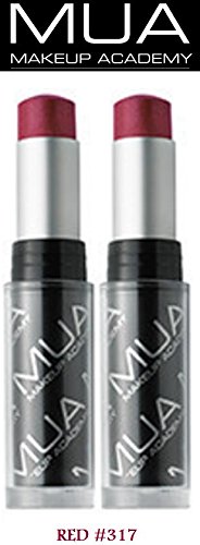 MUA Intense Color Moisture Balm #317 Red - Hydrating Lip Balm with Vibrant Color (Set of 2, New & Sealed) - Perfect for Daily Moisture & Bold Makeup Looks
