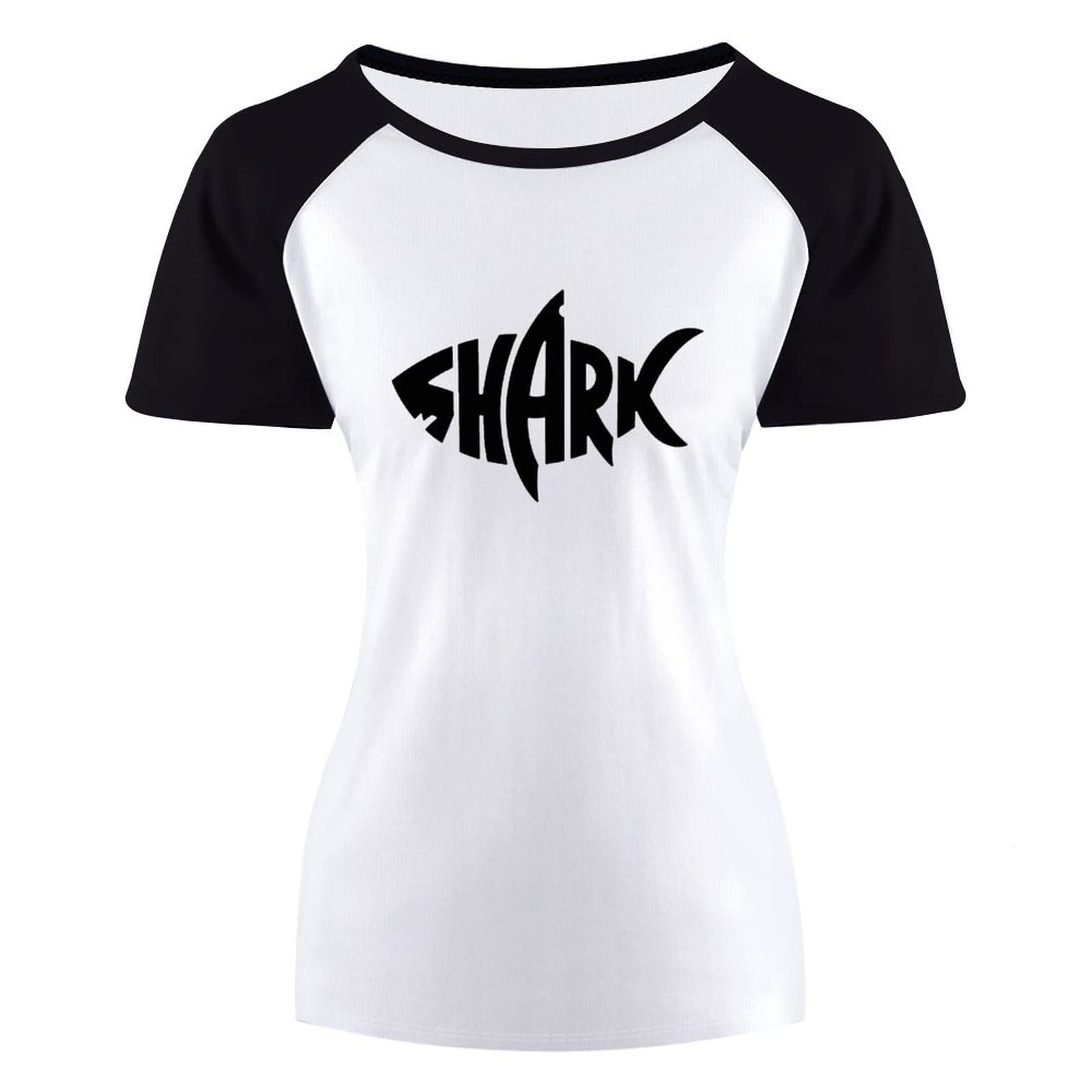 Women's Shark Print Cotton Short Sleeve T-Shirt - Soft Round Neck Comfortable Sport Tee for Casual Wear, Gym & Outdoor Activities