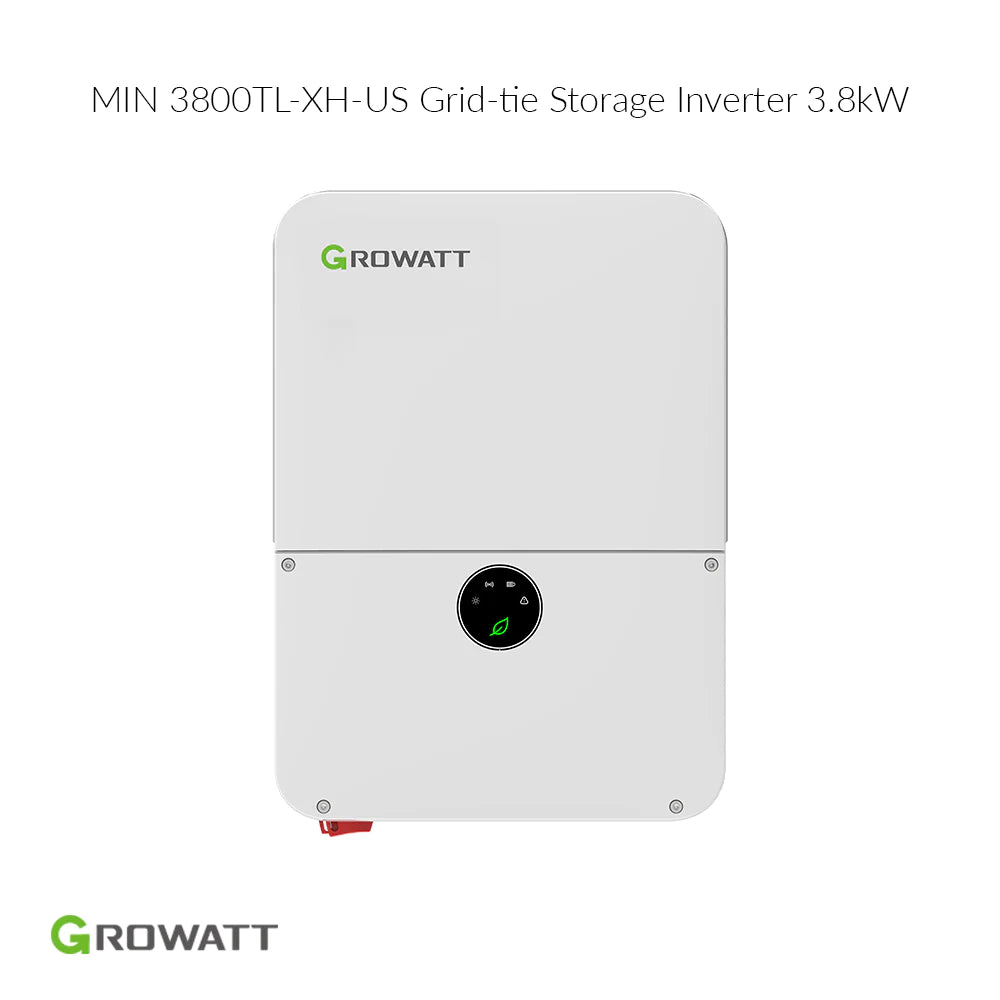 Growatt 3.8kW MIN 3800TL XH US Grid-Tie Solar Inverter with Battery Storage | 120V/240V Output for Home & RV Solar Power Systems