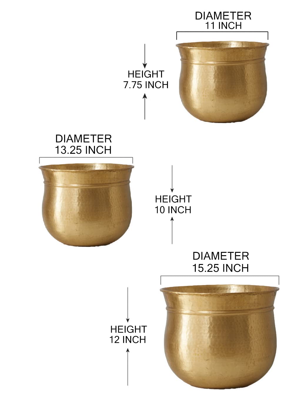 Handmade Antique Brass Hammered Decorative Bowl Set - 3 Piece (Small, Medium, Large) for Home Decor, Wedding Centerpieces, Potpourri Container & Floating Candle Holder | Perfect for Living Room, Dining Table & Event Decor