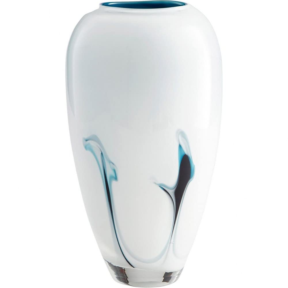 Cyan Design 10445 Deep Sky 11 Inch Blue and White Ceramic Vase - Elegant Home Decor for Living Room, Dining Table & Wedding Centerpieces
