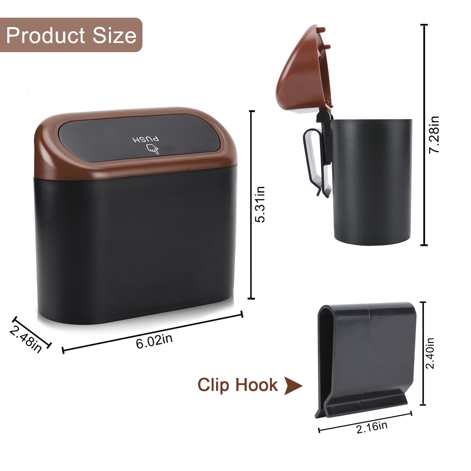 Accmor Leakproof Car Trash Can with Lid - Waterproof Vehicle Garbage Bin with Trash Bags for Auto, Home & Office - Perfect for Road Trips, Commuting and Kitchen Waste Management