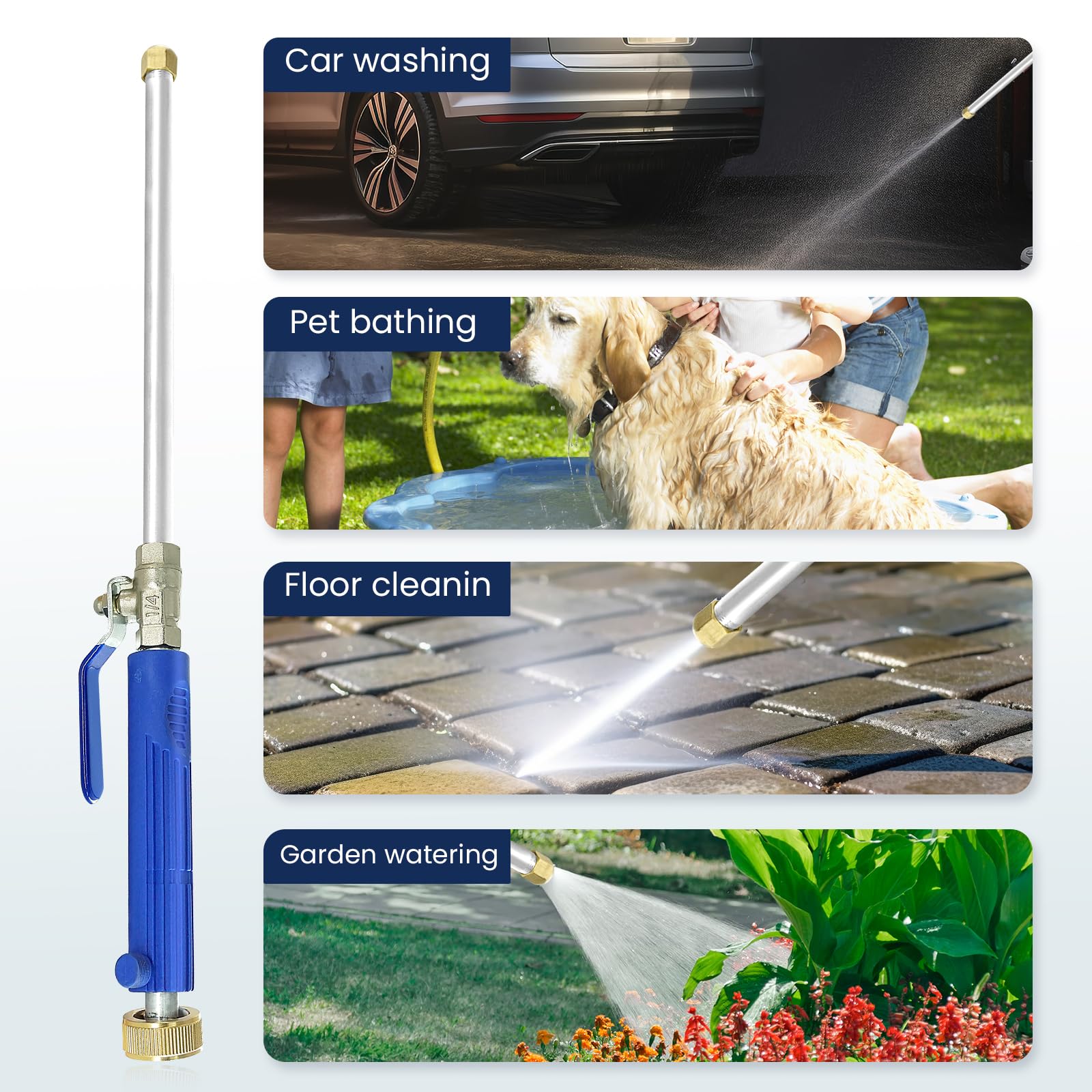 KHOCOEE Pressure Washer Wand with 3 Nozzles - High Pressure Hose Nozzle for Car, Garden & Window Washing (Blue)