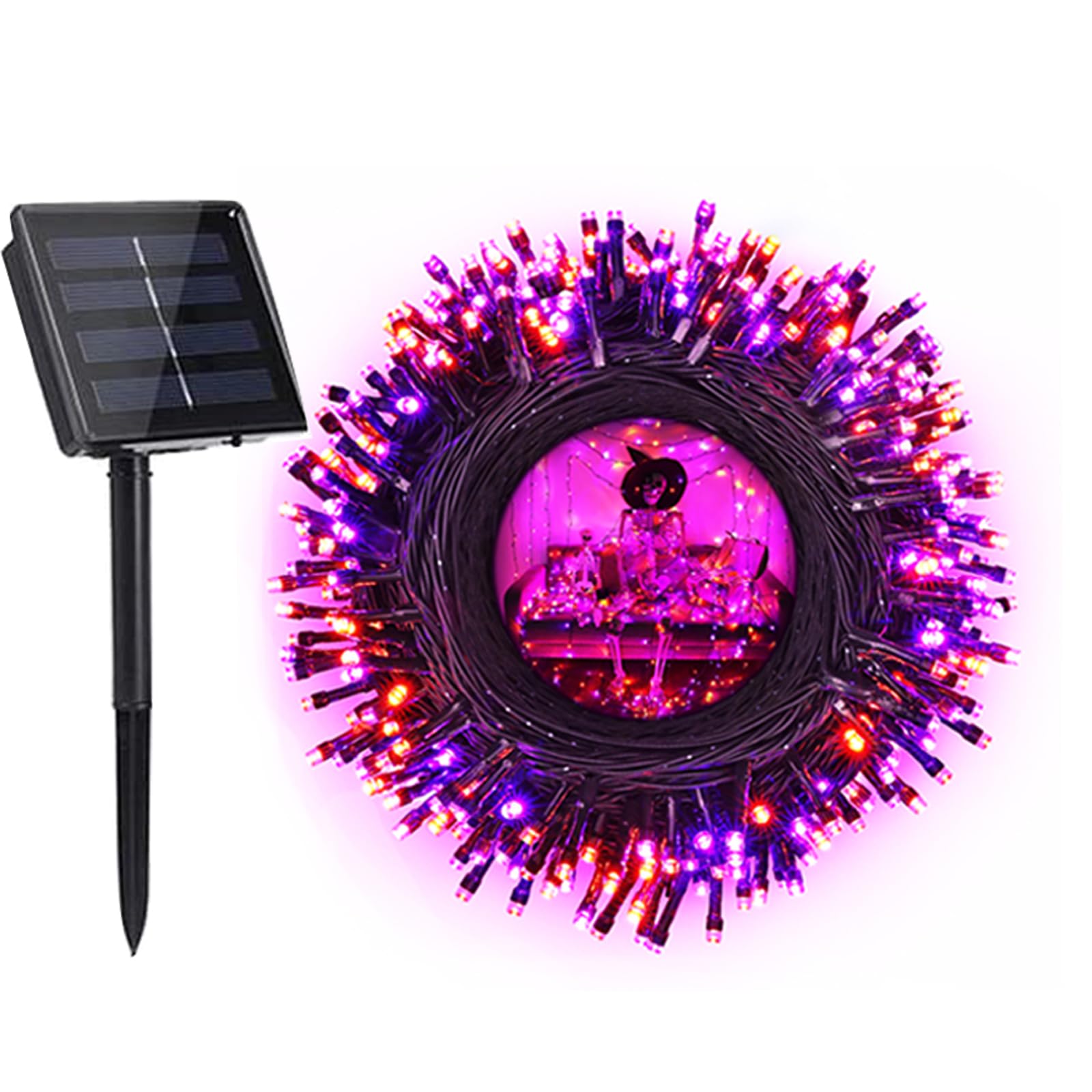 200 LED Solar Halloween String Lights - 72ft Orange & Purple Waterproof Outdoor Lights with 8 Modes for Halloween Party, Yard, Garden, Patio Decor | Perfect for Spooky Nighttime Atmosphere & Holiday Festivities