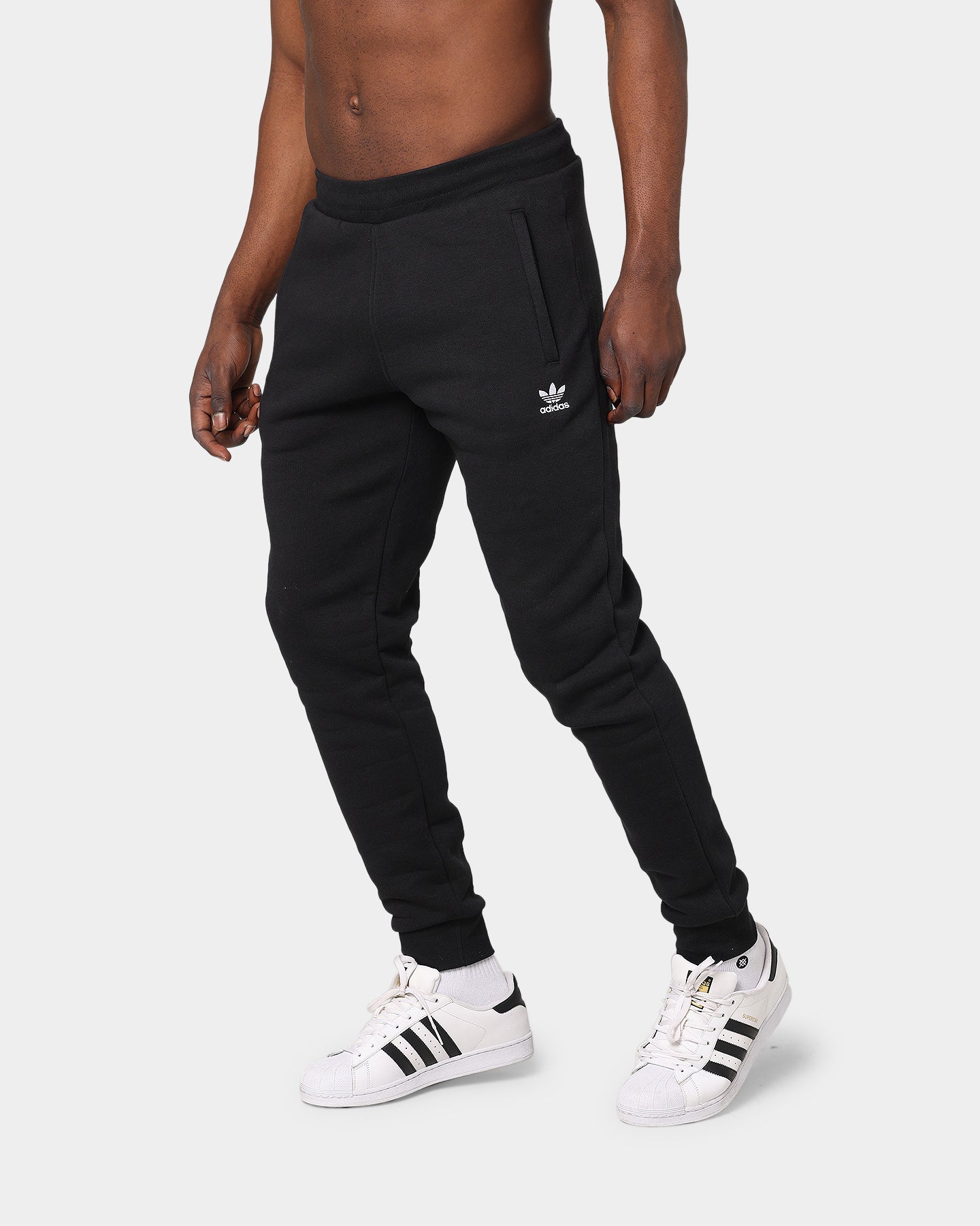 Adidas Essentials Trefoil Pants for Men - Black Athletic Joggers, Comfortable Casual Sweatpants for Running, Gym, Lounge & Everyday Wear