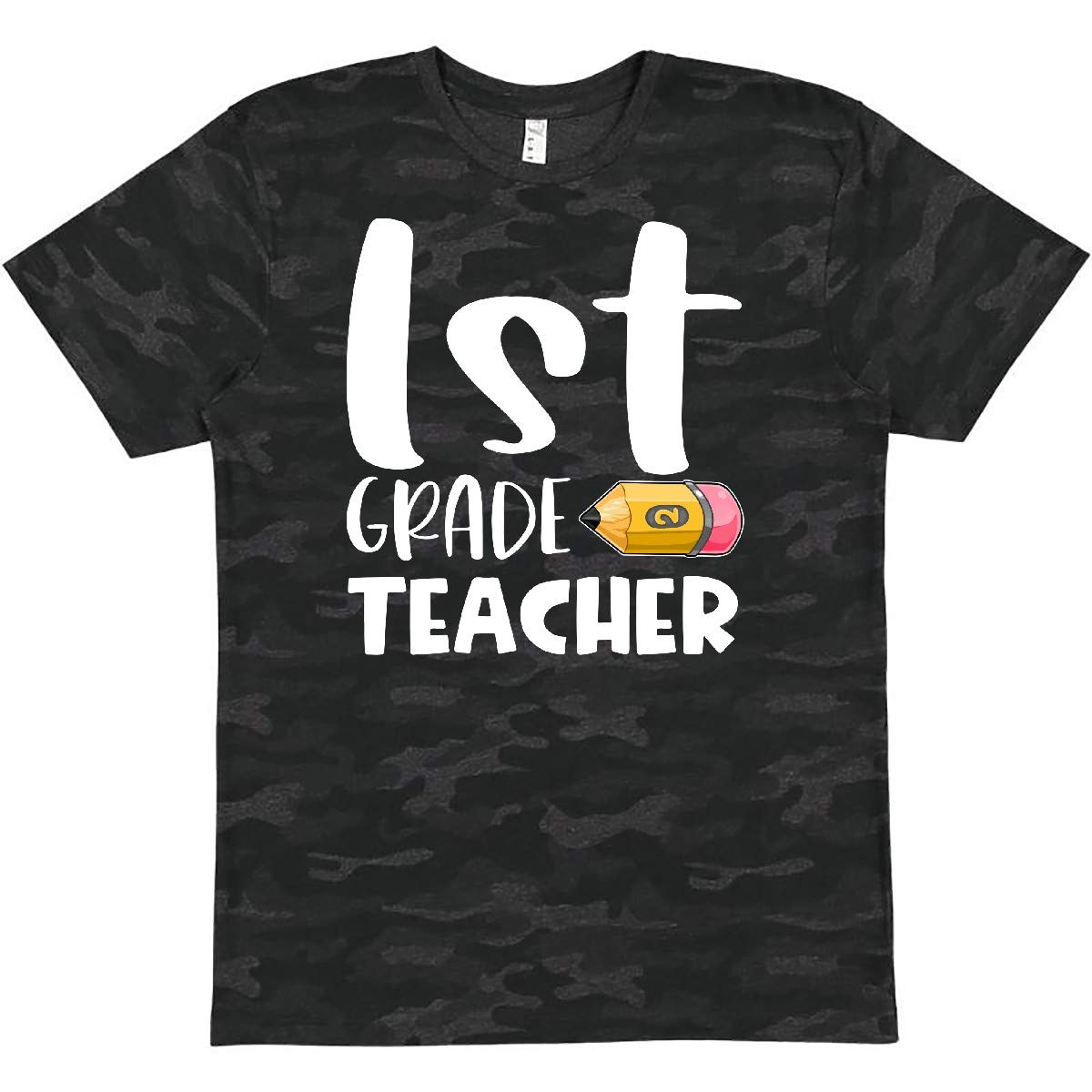 Inktastic First Grade Teacher Pencil Graphic T-Shirt - Fun & Cute Teacher Apparel for Classroom, School Events & Gifts