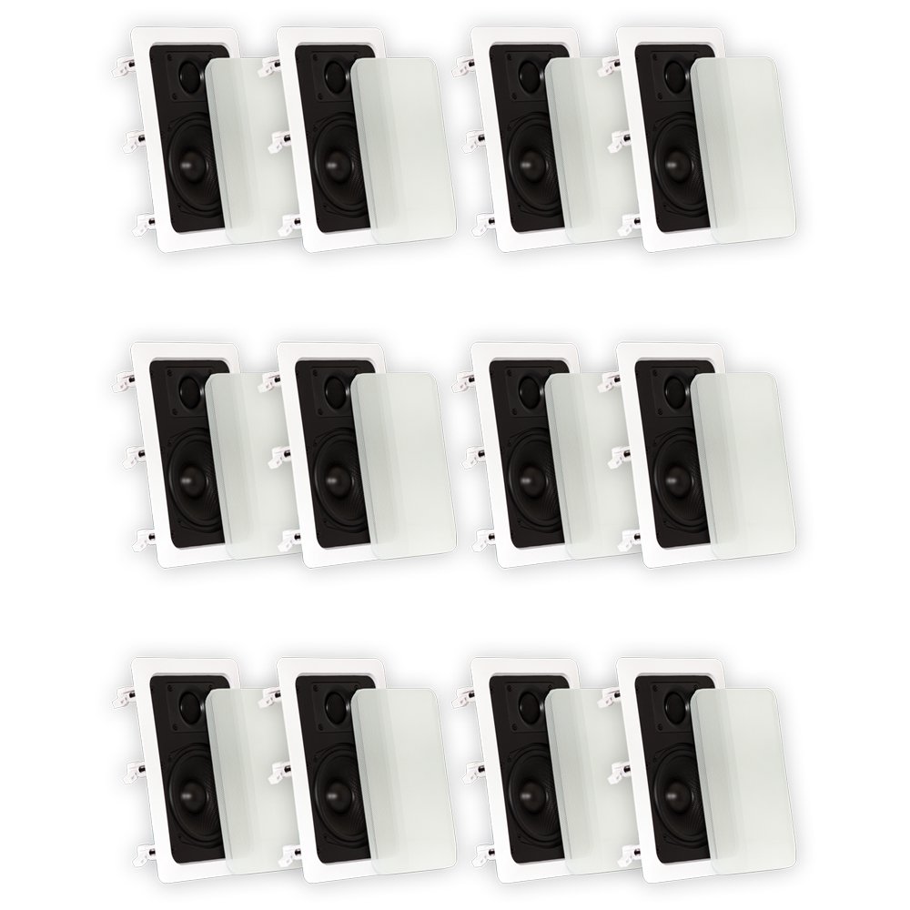 TS50W In-Wall Flush Mount Speakers - 6 Pair Pack for Home Theater & Surround Sound System | Perfect for Living Room, Bedroom, and Basement Audio Setup