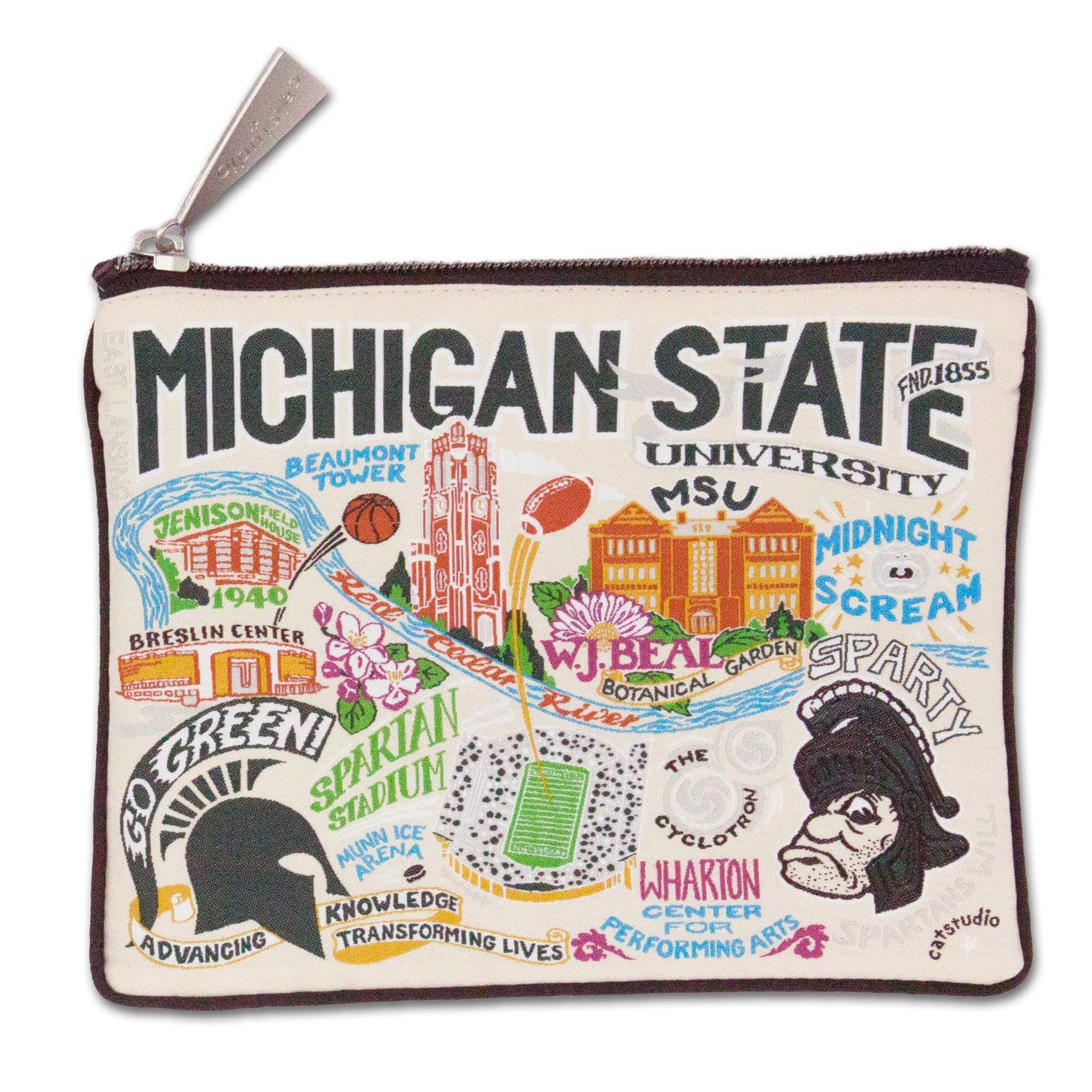 Michigan State University Collegiate Zipper Pouch Purse for Women - Phone, Makeup & Tech Accessories Holder - Perfect for Campus, Travel & Dog Walking