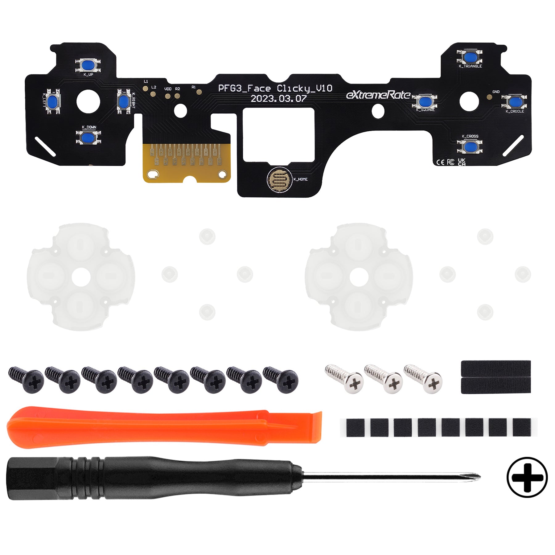 eXtremeRate Custom Tactile D-Pad & Action Buttons Click Kit for PS5 Controller BDM-030 - Enhanced Gaming Precision for FPS & Fighting Games