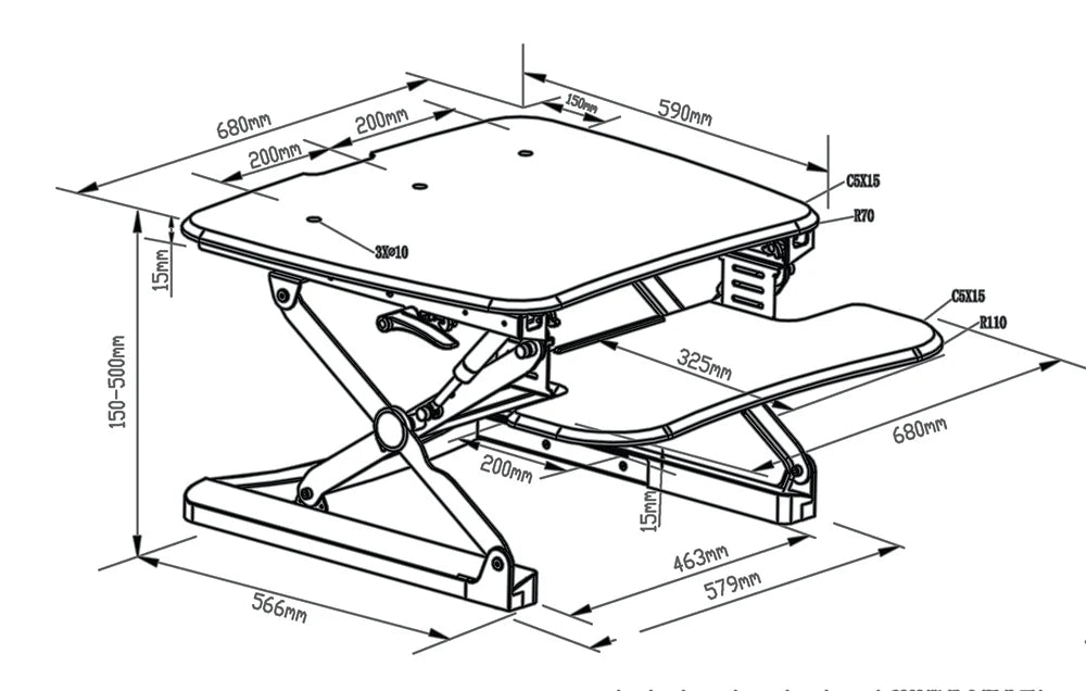 Arise Height Adjustable Standing Desk Converter - 27