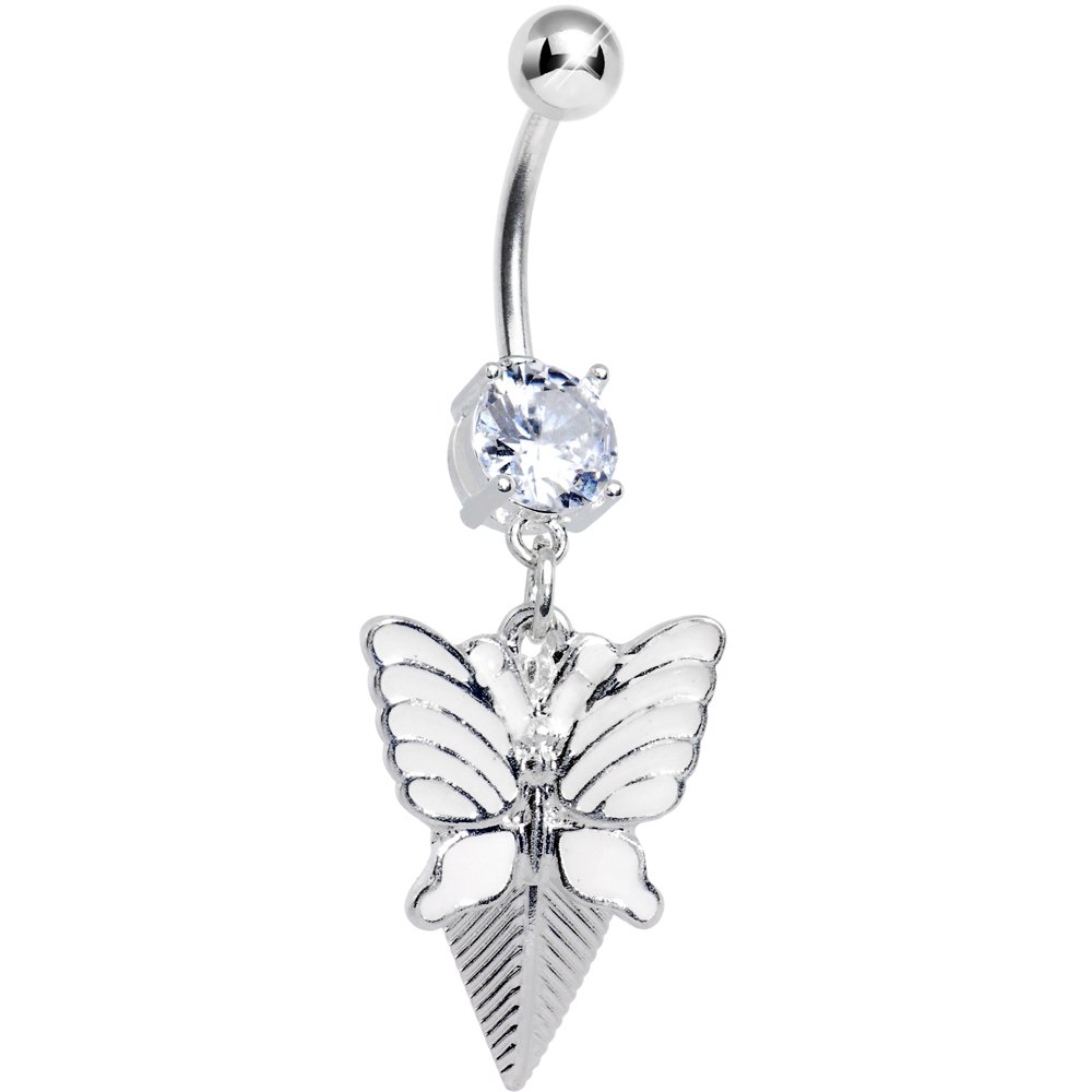 Body Candy Clear Artistic Butterfly Belly Ring - Stainless Steel Navel Piercing Jewelry for Women, Hypoallergenic Belly Button Ring - Perfect for Summer, Beach, and Festival Outfits