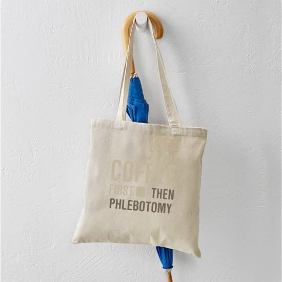 CafePress Coffee Then Phlebotomy Tote Bag - Natural Canvas Reusable Shopping Bag for Nurses, Medical Students & Coffee Lovers - Perfect for Work, School & Groceries