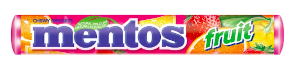 40 Pack Mentos Fruit Chewy Candy - Assorted Natural Flavors - Perfect for Office Snacks, Party Favors & On-the-Go Treats
