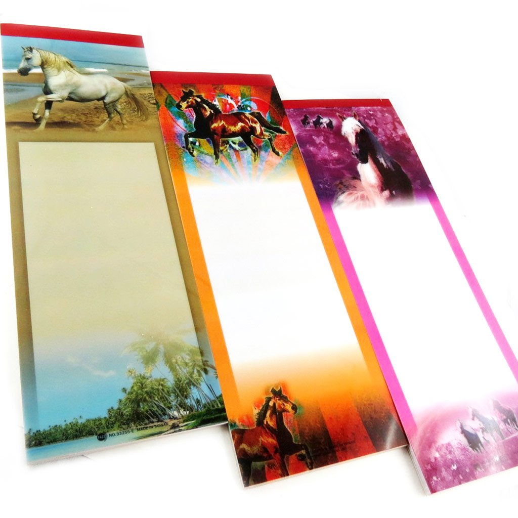 Set of 3 Magnetic Notepads with Horse Design - Passion Chevros Theme - Perfect for Office, Fridge & Home Organization