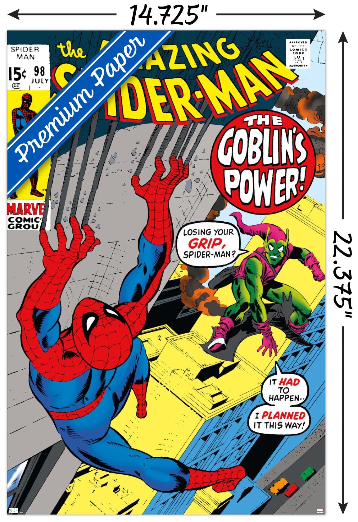 Marvel Comics Green Goblin Wall Poster - The Amazing Spider-Man #98 Art Print, 22.4x14.7 Inches, Premium Unframed Home Decor for Bedroom, Living Room & Office