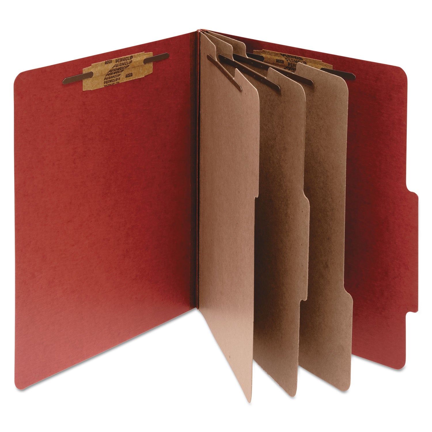 ACCO Pressboard Classification Folders with 4 Expansion Pockets, 3 Dividers & 8 Fasteners - Letter Size Earth Red Office File Folders (10-Pack) - Perfect for Document Organization, School Projects & Office Filing Systems