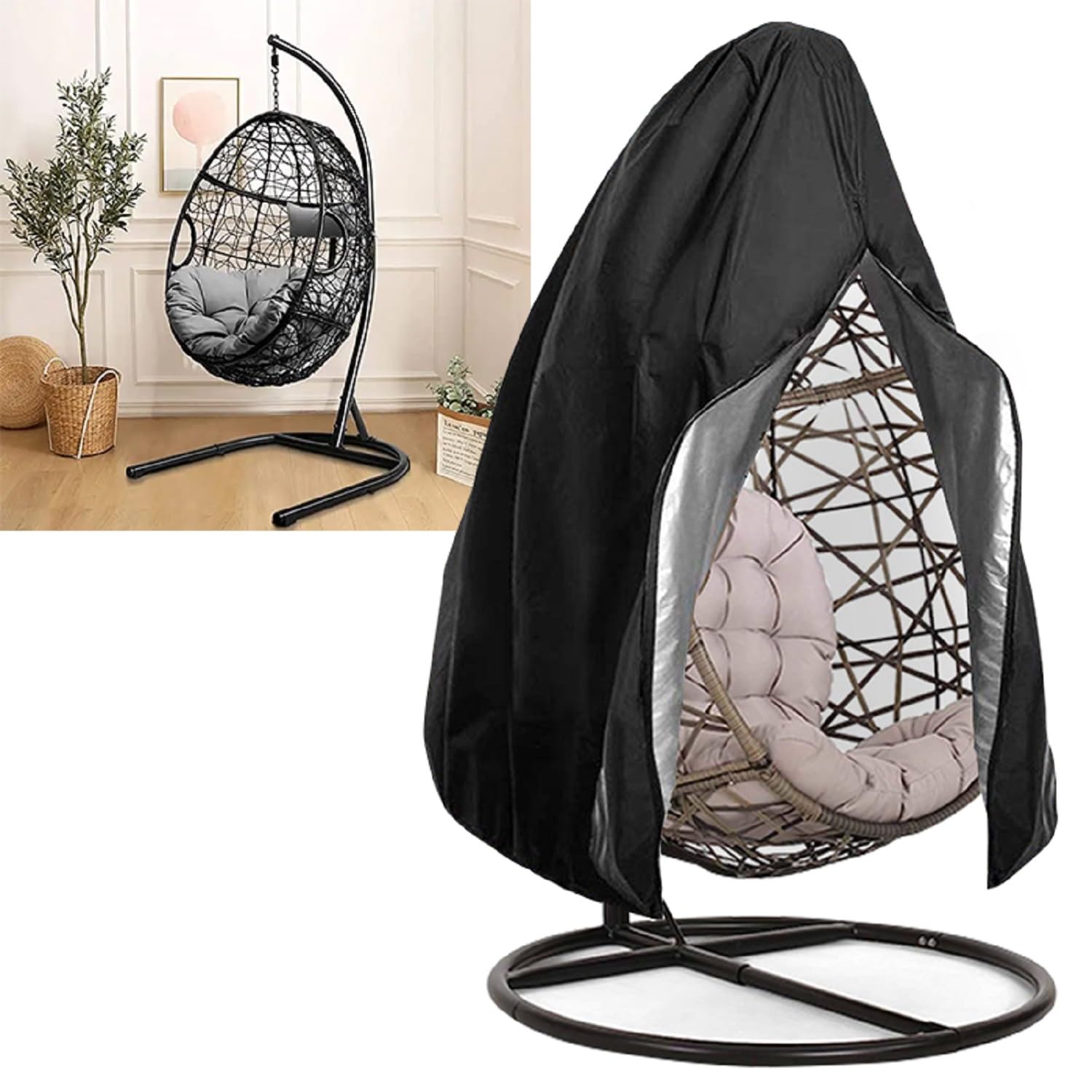 Premium Wicker Egg Swing Chair Covers - Outdoor Patio Egg Chair Protection, Heavy Duty Oxford Fabric, Waterproof & Windproof - Perfect for Garden, Balcony, and Backyard Relaxation