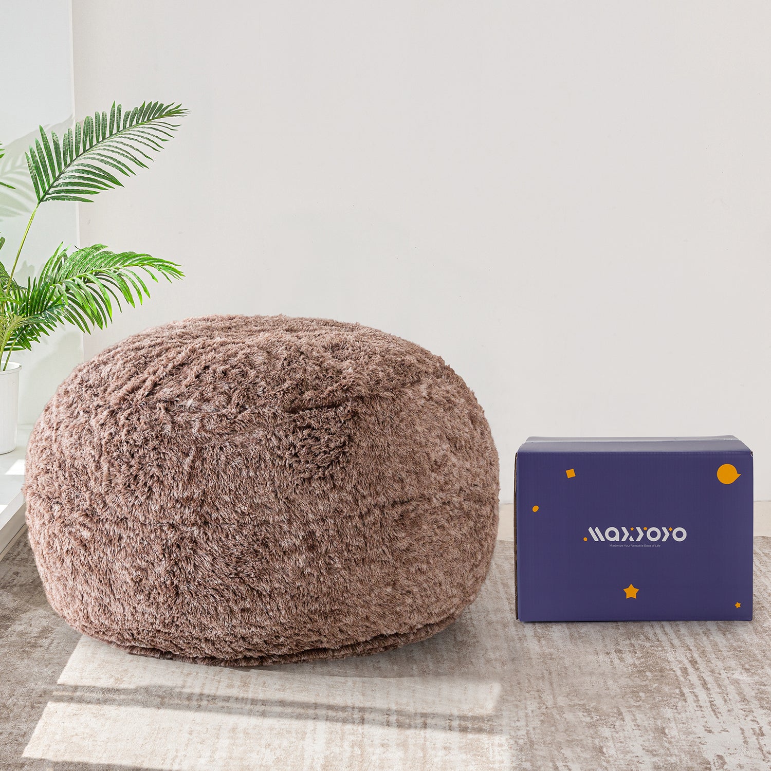 MAXYOYO Giant Bean Bag Bed - Extra Large Faux Fur Convertible Bean Bag Chair to Bed, Soft & Comfy for Adults & Teens - Perfect for Living Room, Bedroom, Dorm or Game Room Lounging