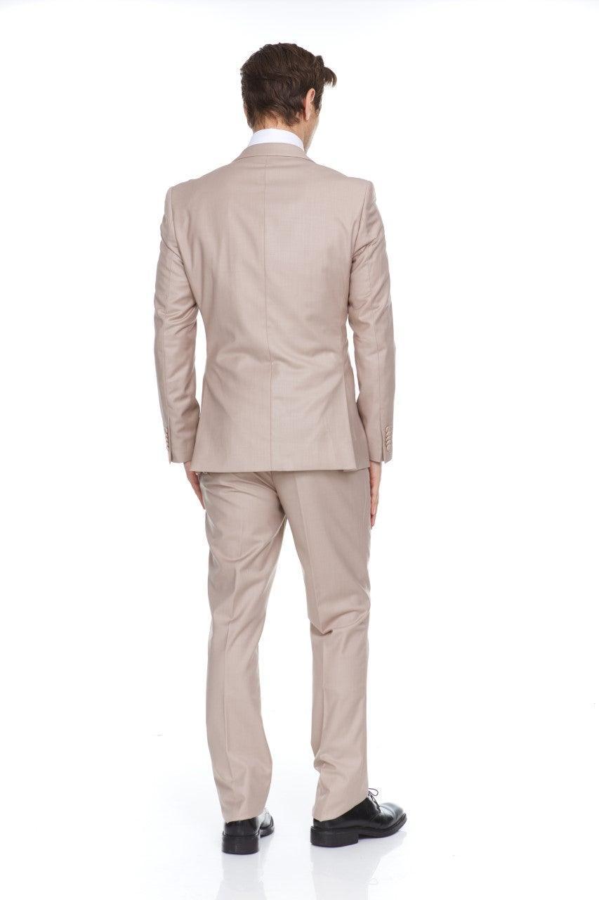 Ferera Collection Men's 3 Piece Modern Fit Suit in Tan - Perfect for Weddings, Business Meetings & Formal Events