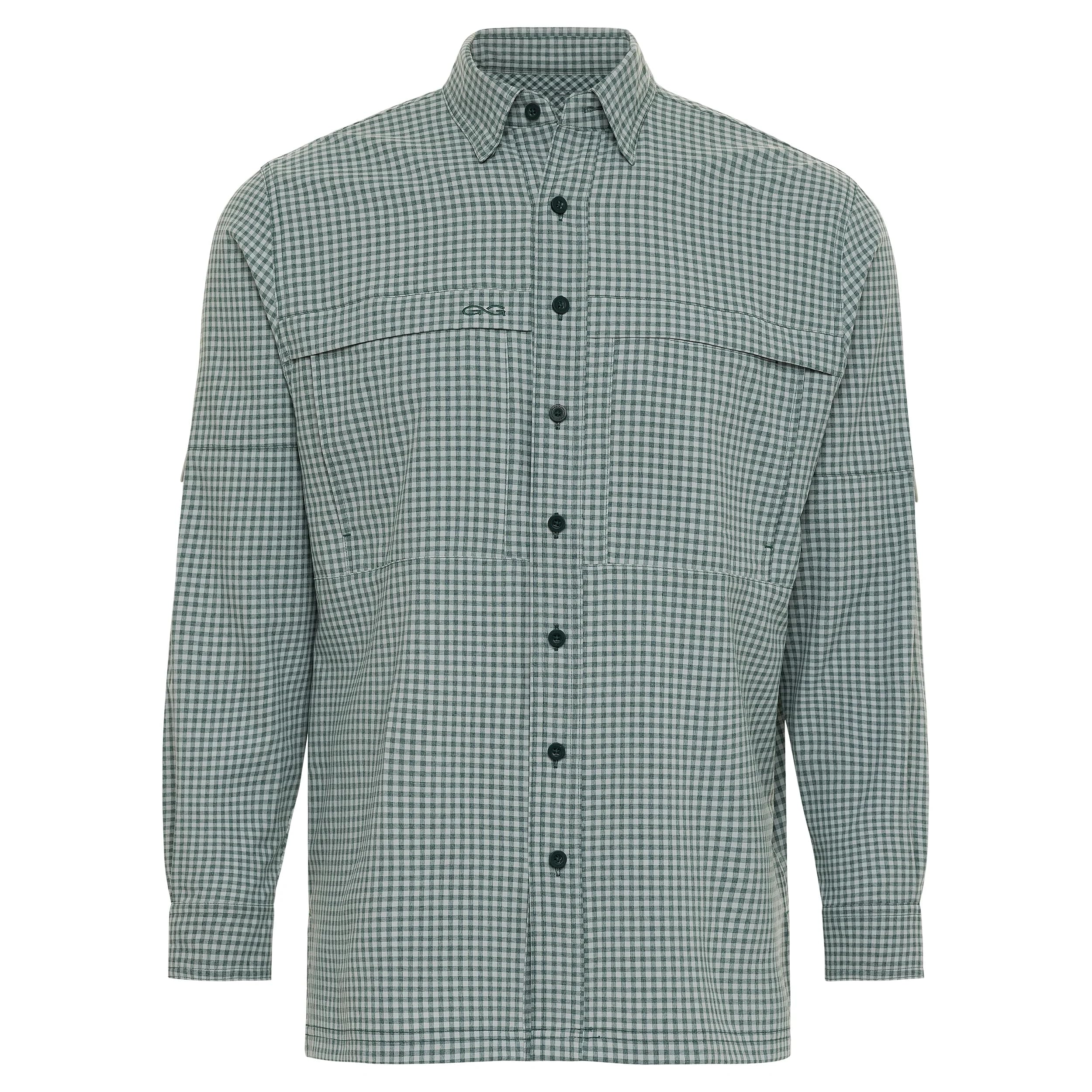 GameGuard Gunmetal TekCheck Shirt - Men's Long Sleeve Button Down Casual Shirt for Outdoor, Work & Everyday Wear