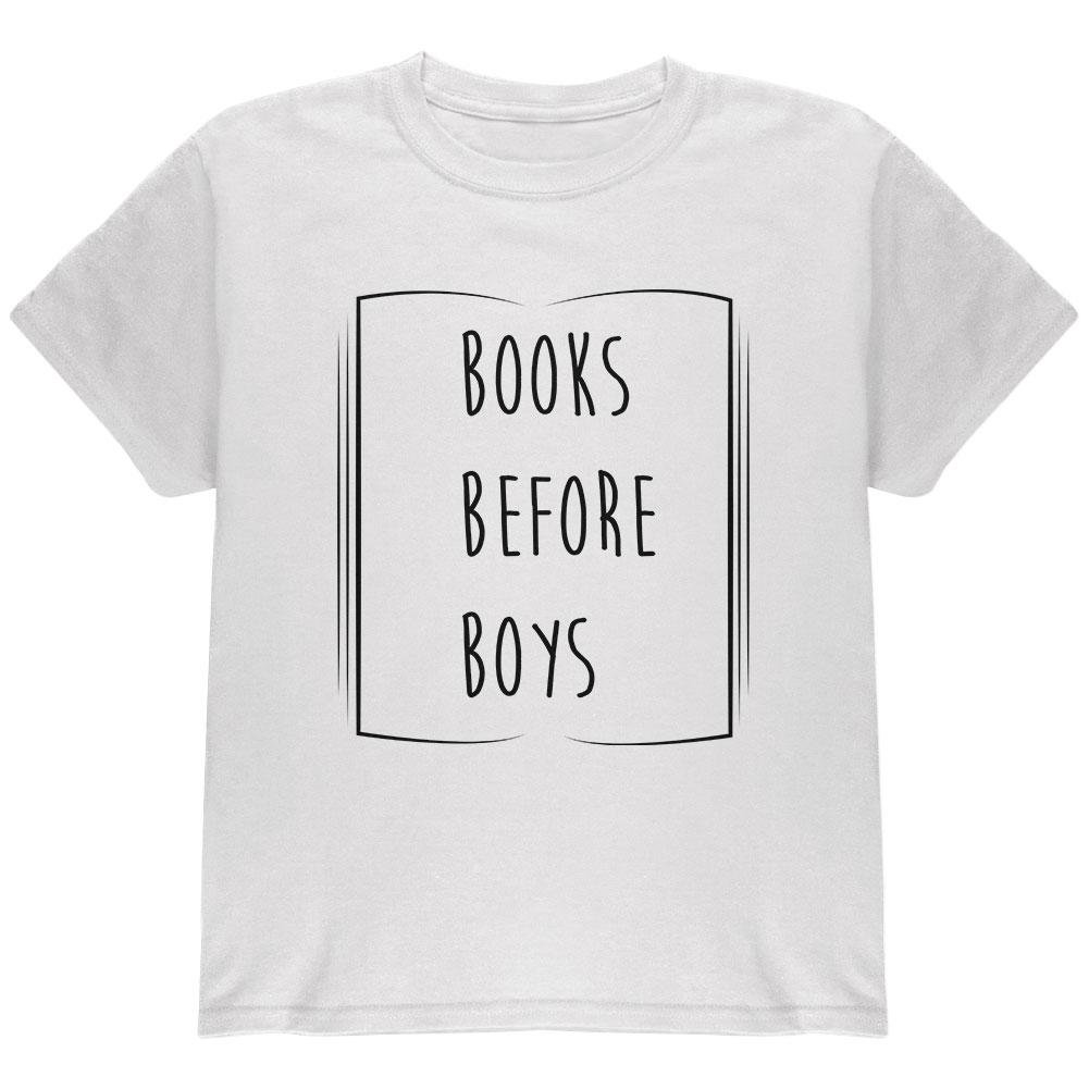 Old Glory Education Smart Women Books Before Boys Youth T-Shirt - White - Youth X-Small - Perfect for School, Library & Reading Events