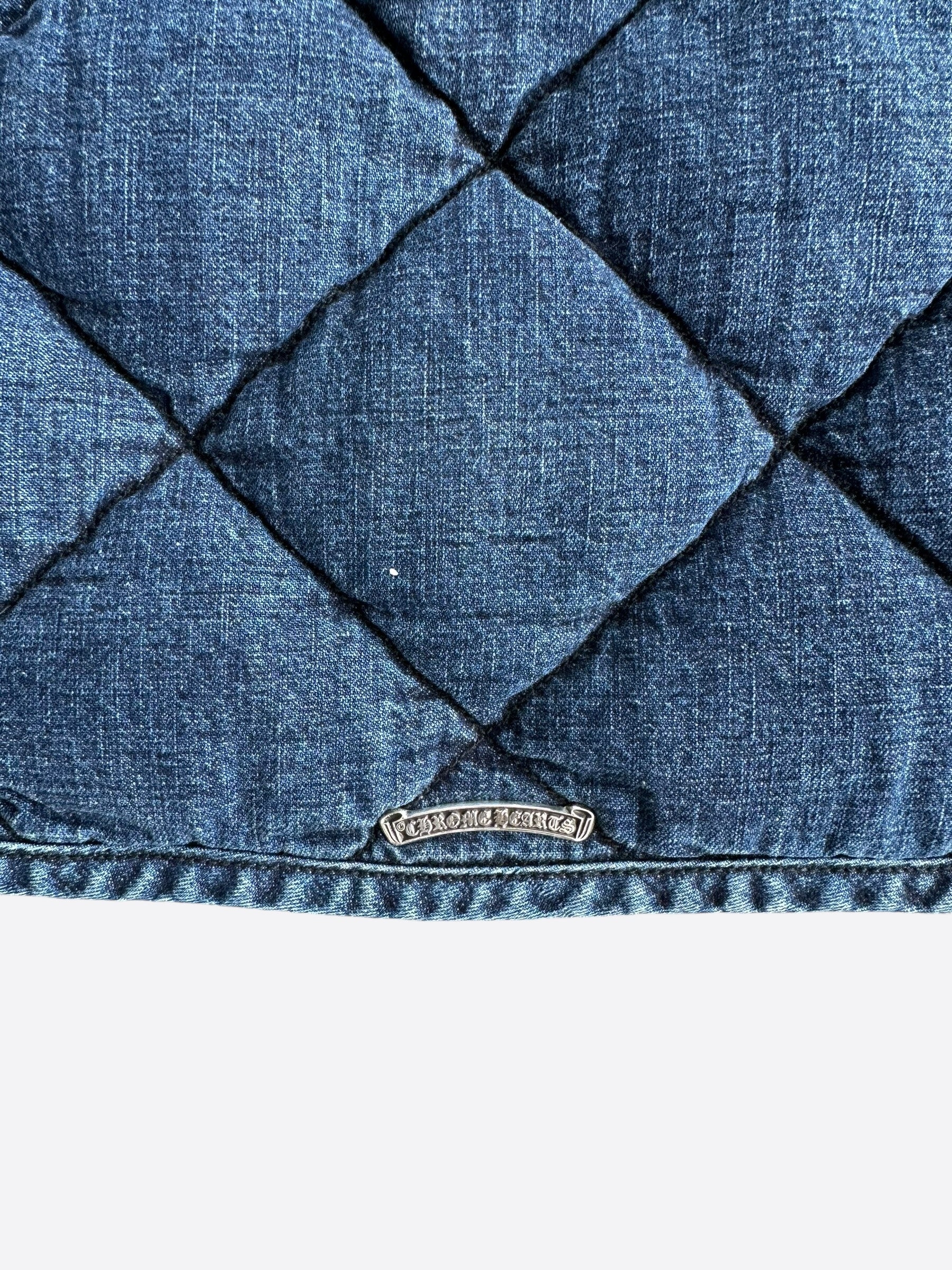 Chrome Hearts Blue Quilted Denim Vest for Men & Women | Stylish Fashion Jacket for Casual Outfits, Streetwear & Layering