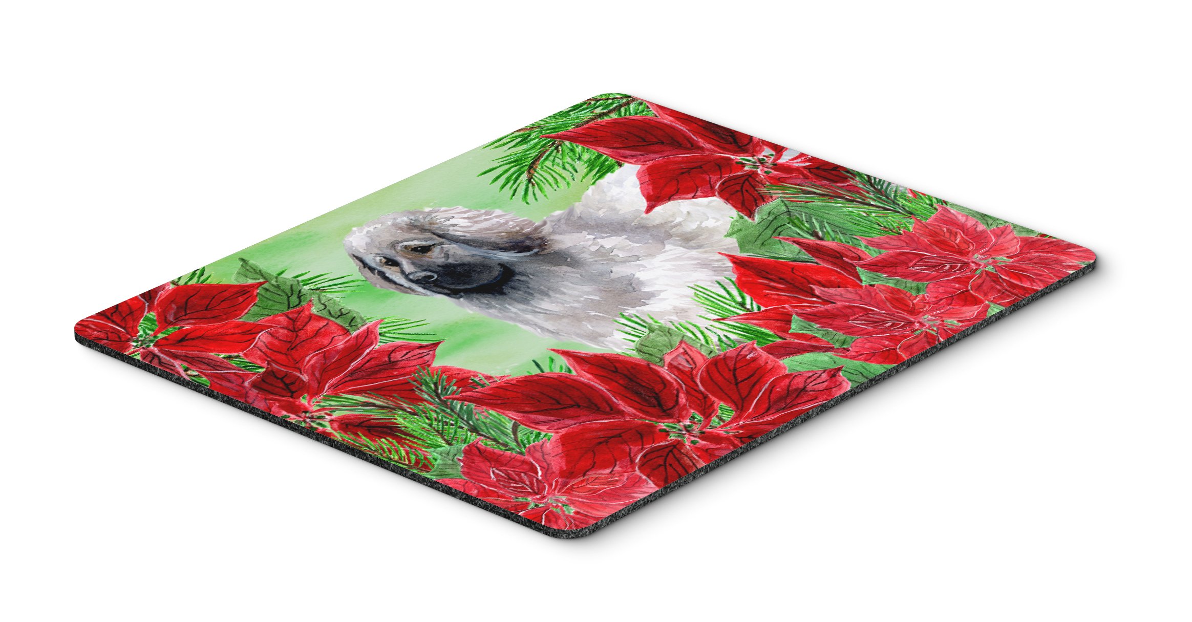 Caroline's Treasures CK1321MP Moscow Watchdog Poinsettias Mouse Pad - Large Washable Non-Slip Desk Mat for Home Office, Gaming & Computer Work | Perfect Gift for Pet Lovers & Christmas Decor